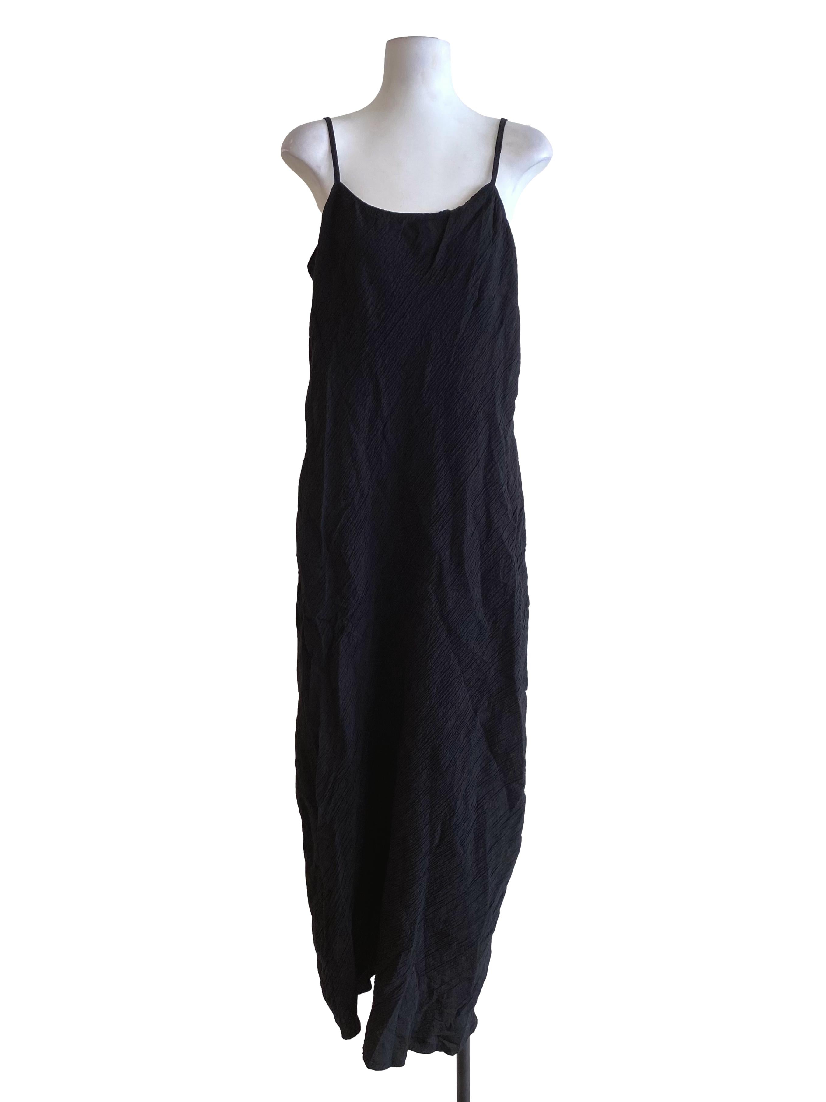 Onyx Textured Black Sleeveless Long Dress