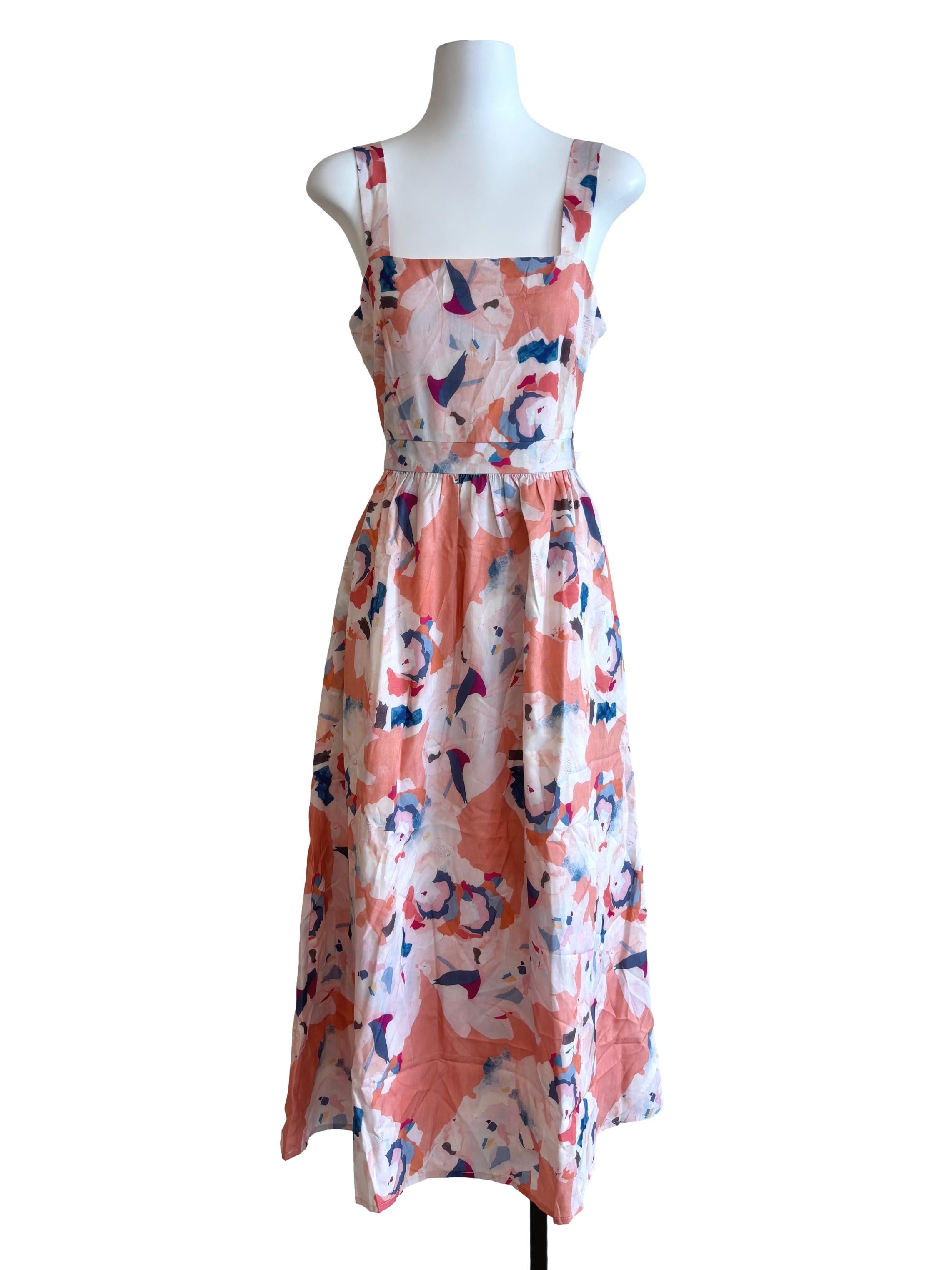 Peach Patterned A-Line Dress