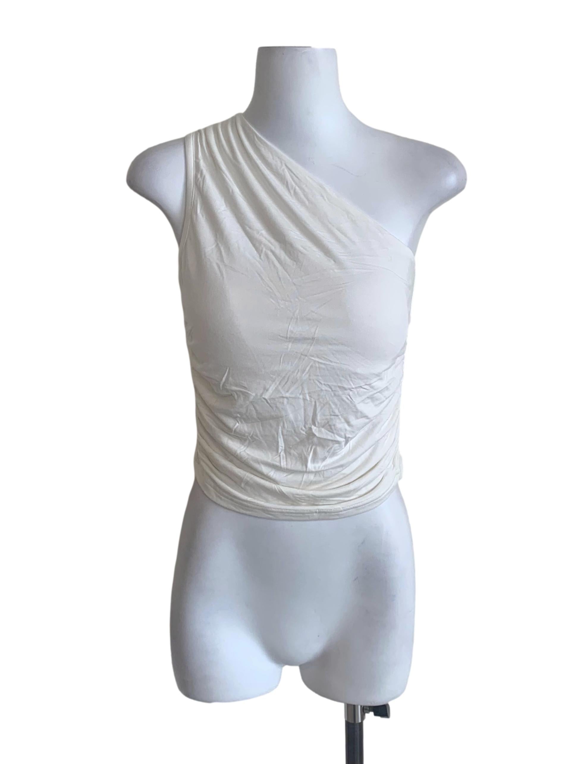 Daisy White Asymmetric Neck Top