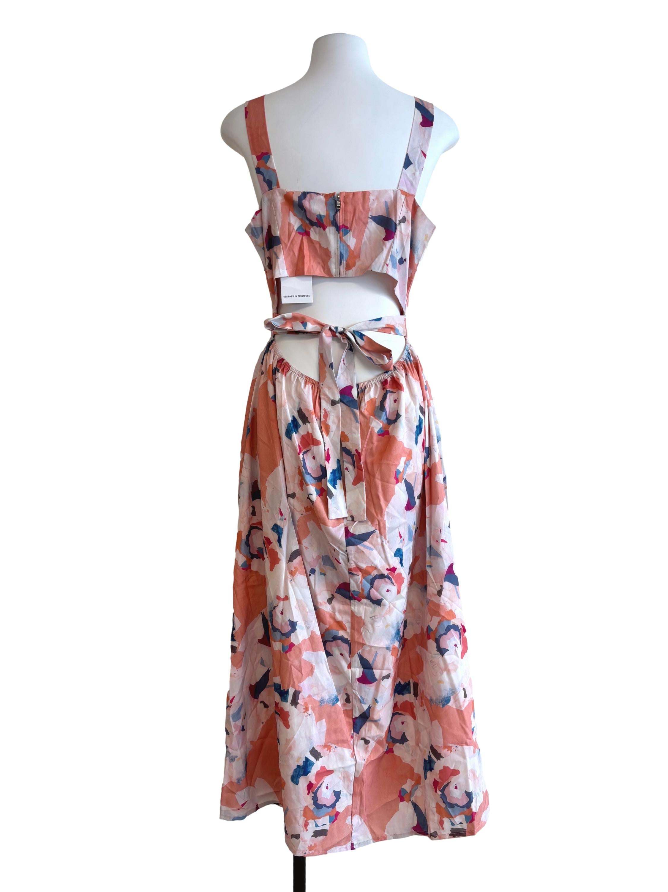 Peach Patterned A-Line Dress