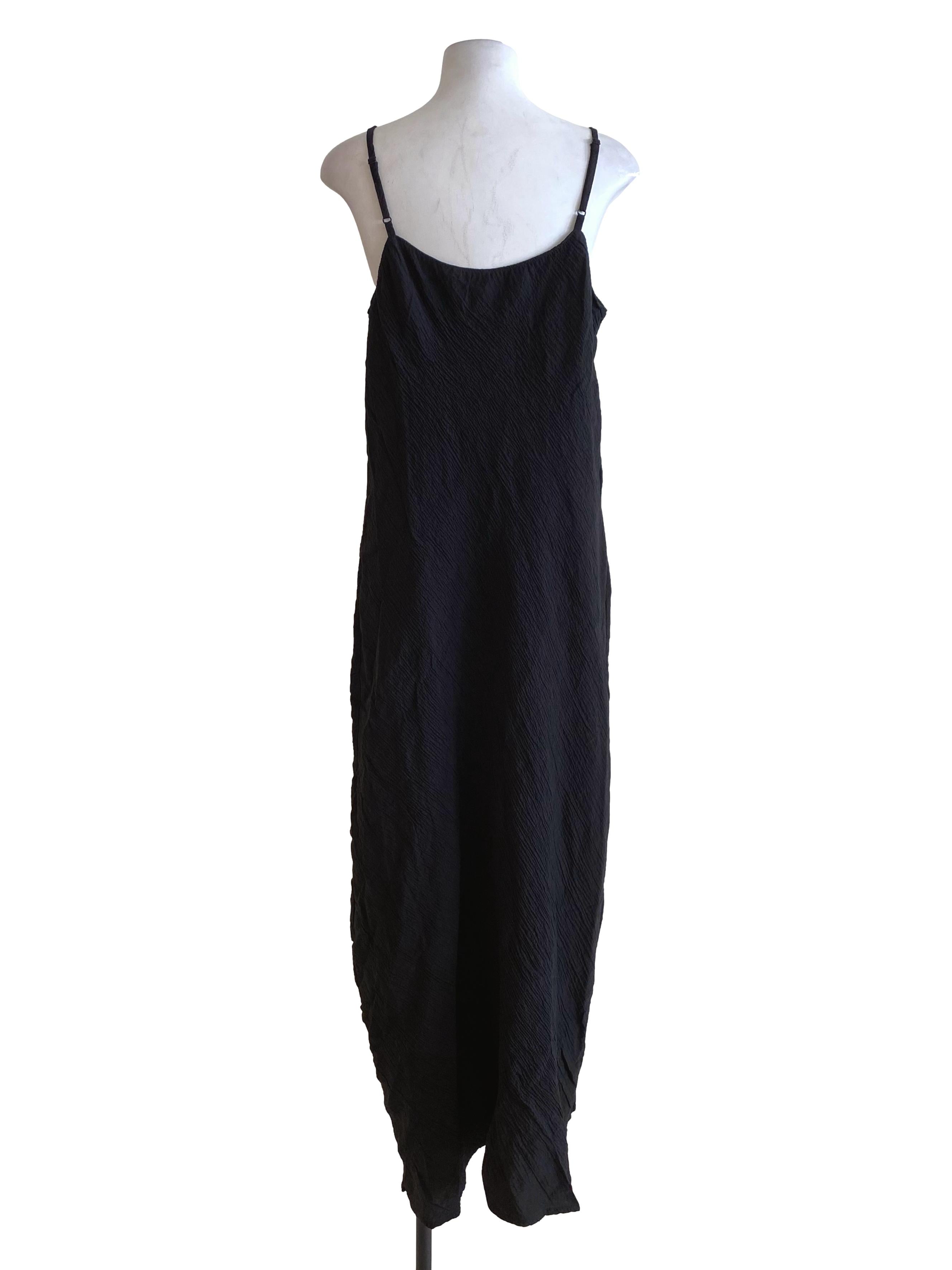 Onyx Textured Black Sleeveless Long Dress