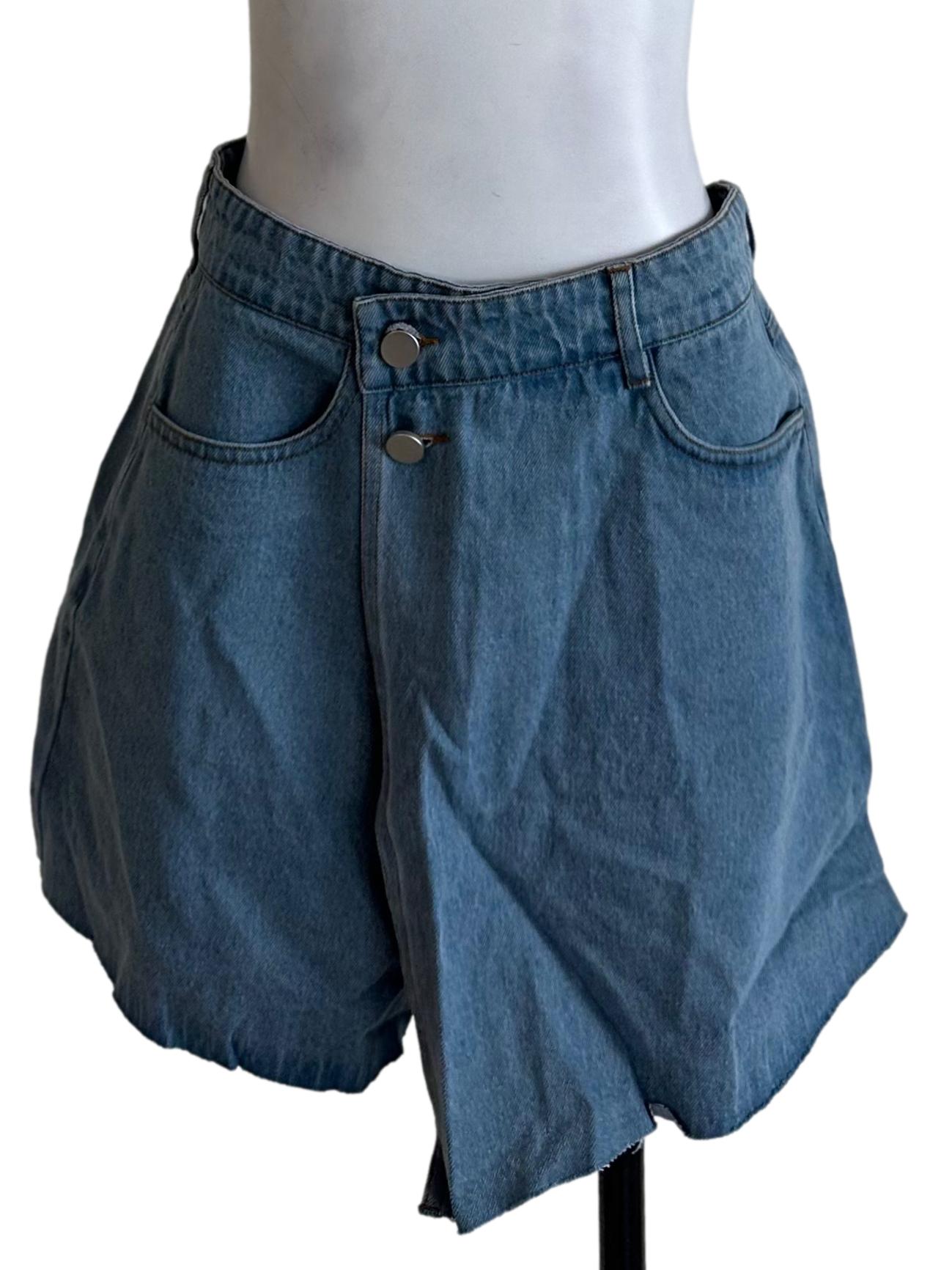 Light Blue Denim Wrap Shorts