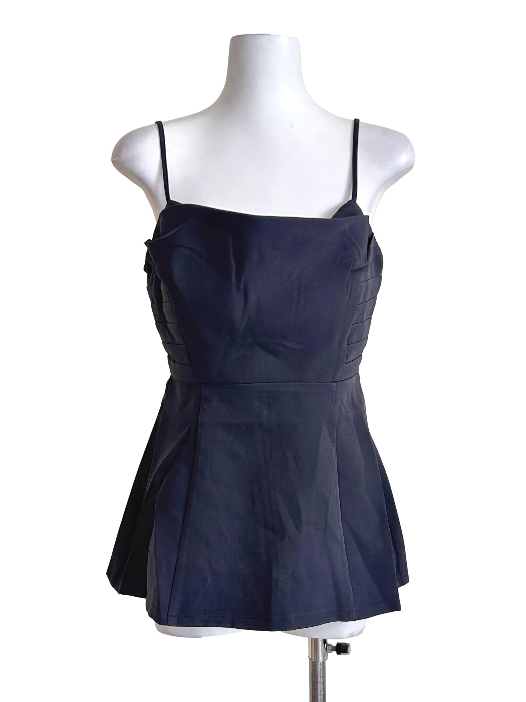 Charcoal Grey Square Neck Peplum Cami