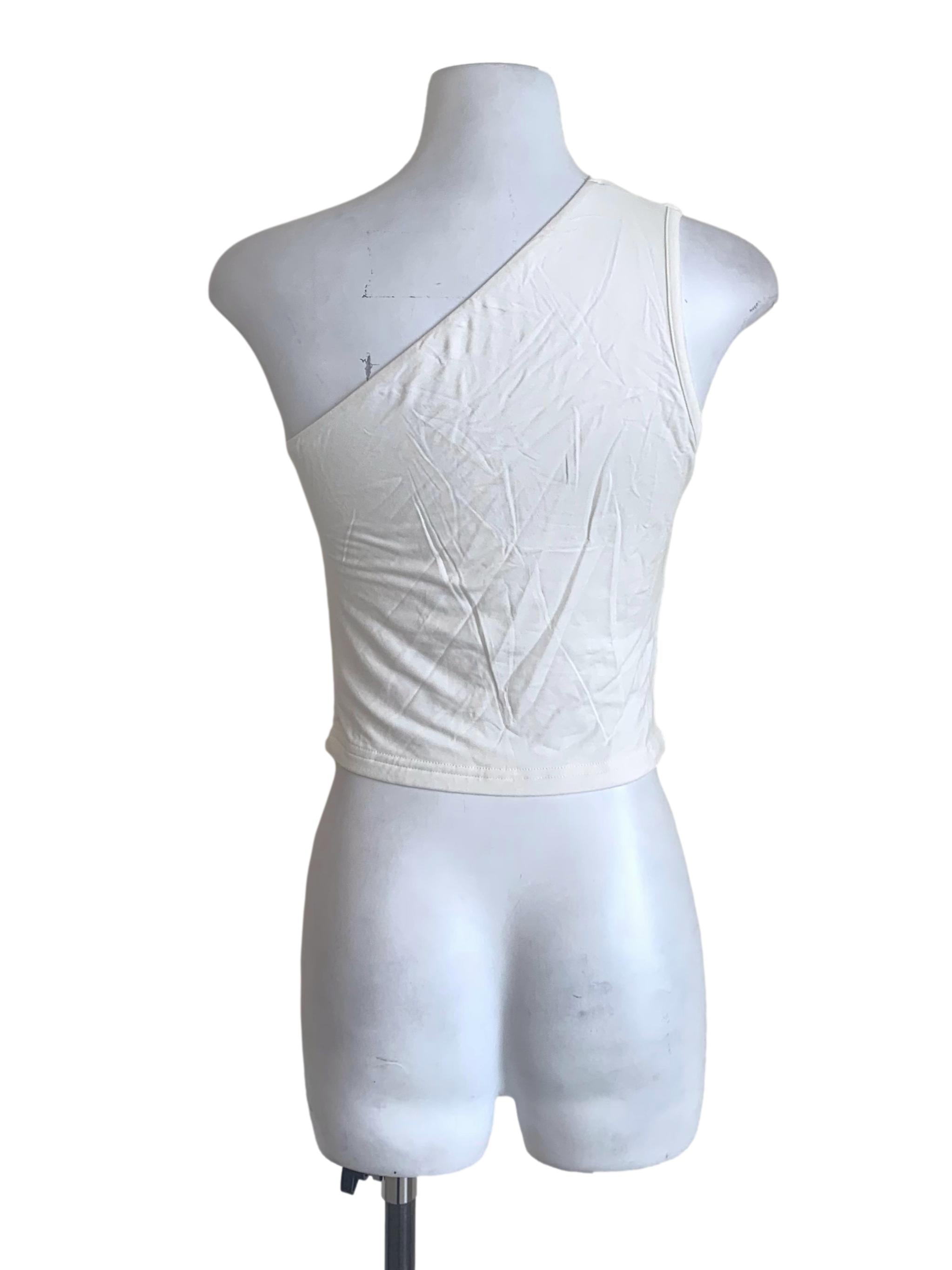 Daisy White Asymmetric Neck Top