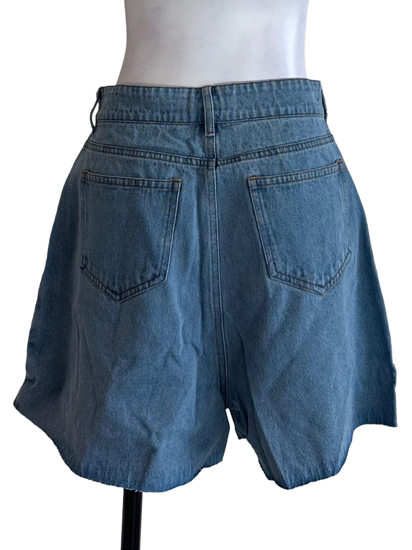 Light Blue Denim Wrap Shorts