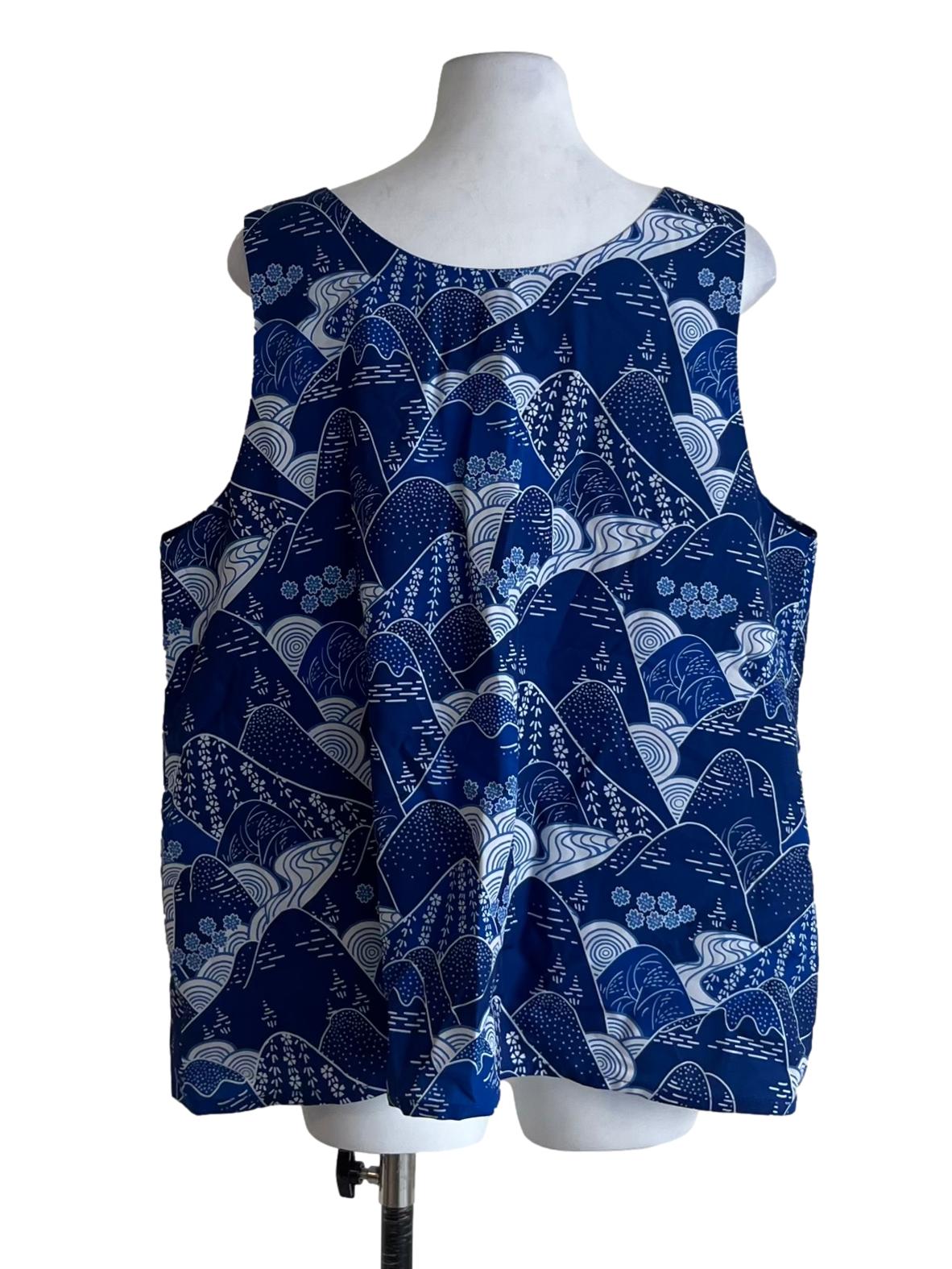 Azure Blue Abstract Sleeveless Top