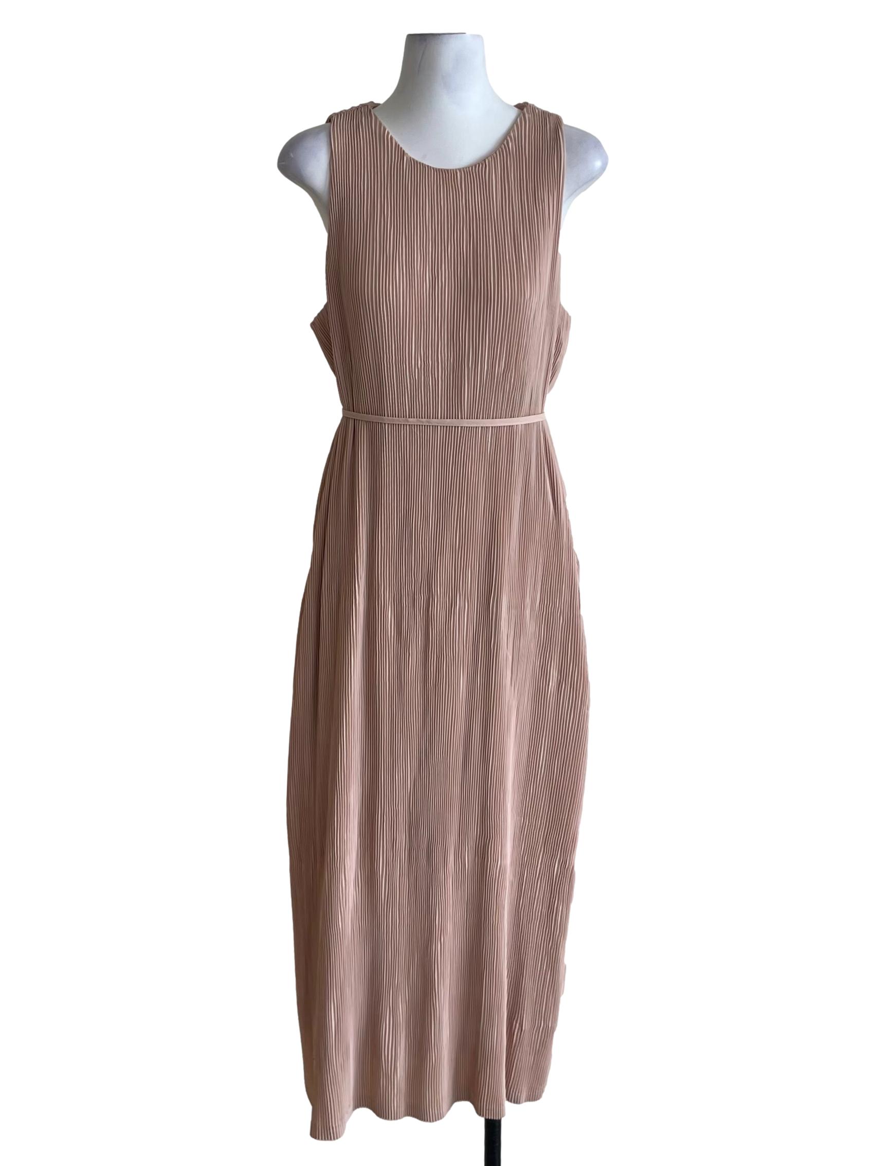 Crepe Pink Pleated Shift Dress