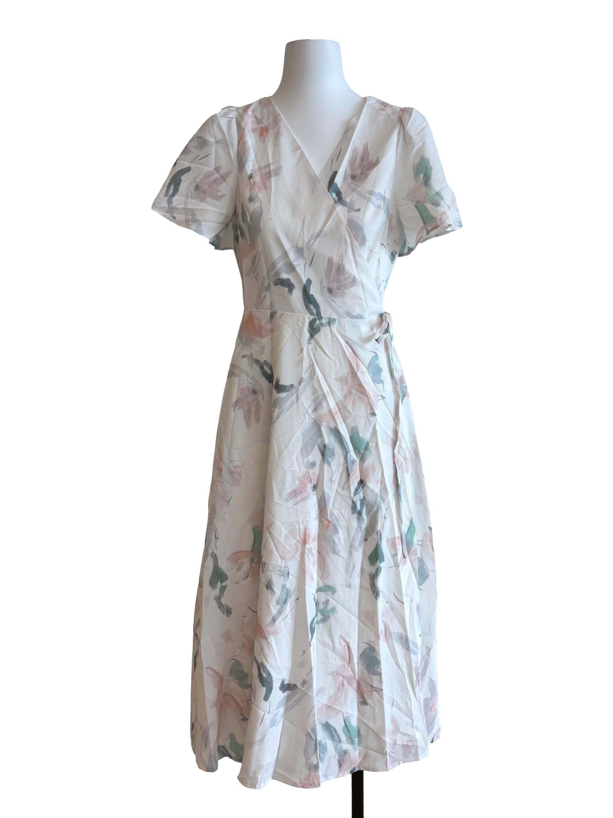 Cotton White A-Line Wrap Dress