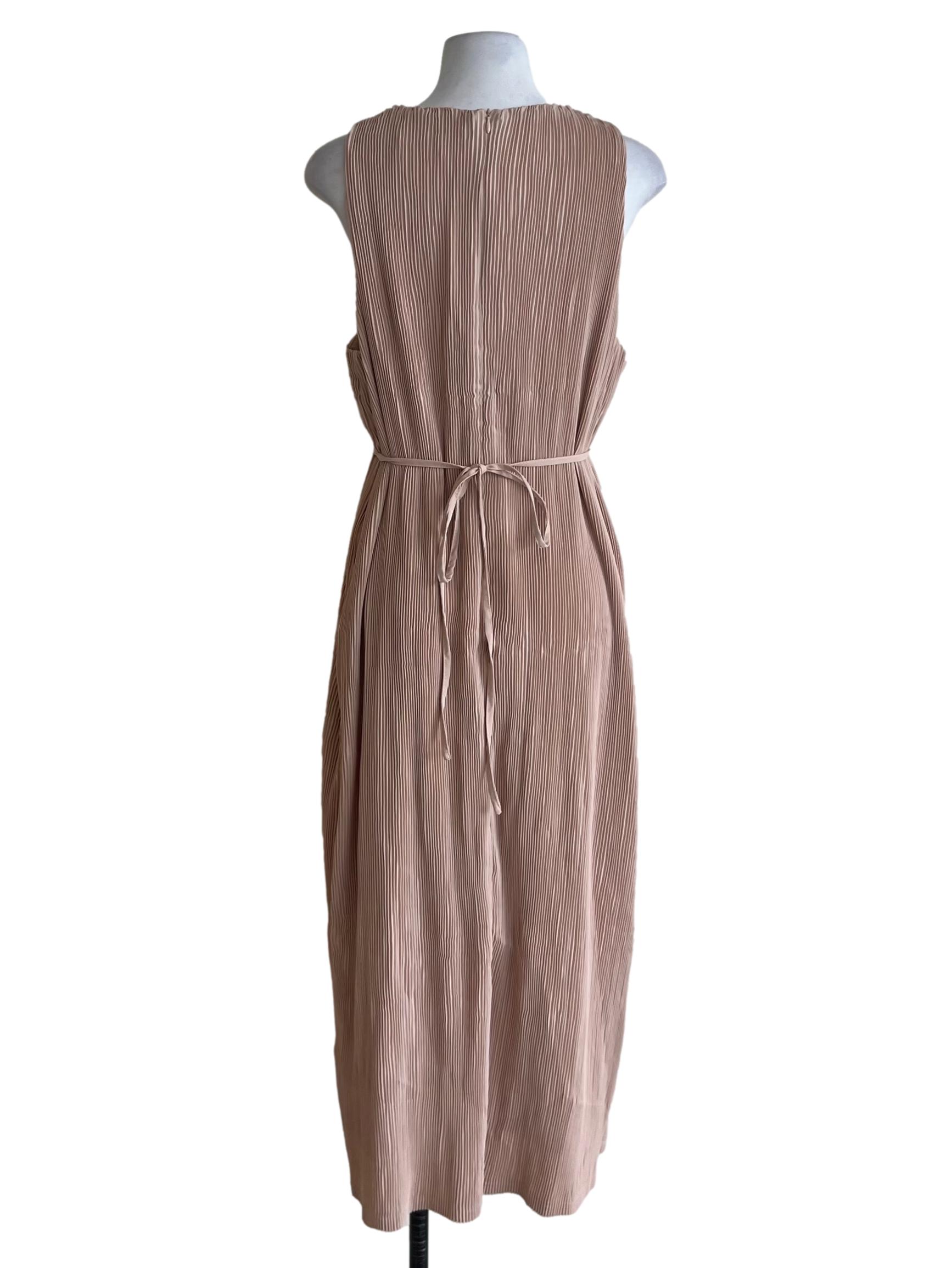 Crepe Pink Pleated Shift Dress
