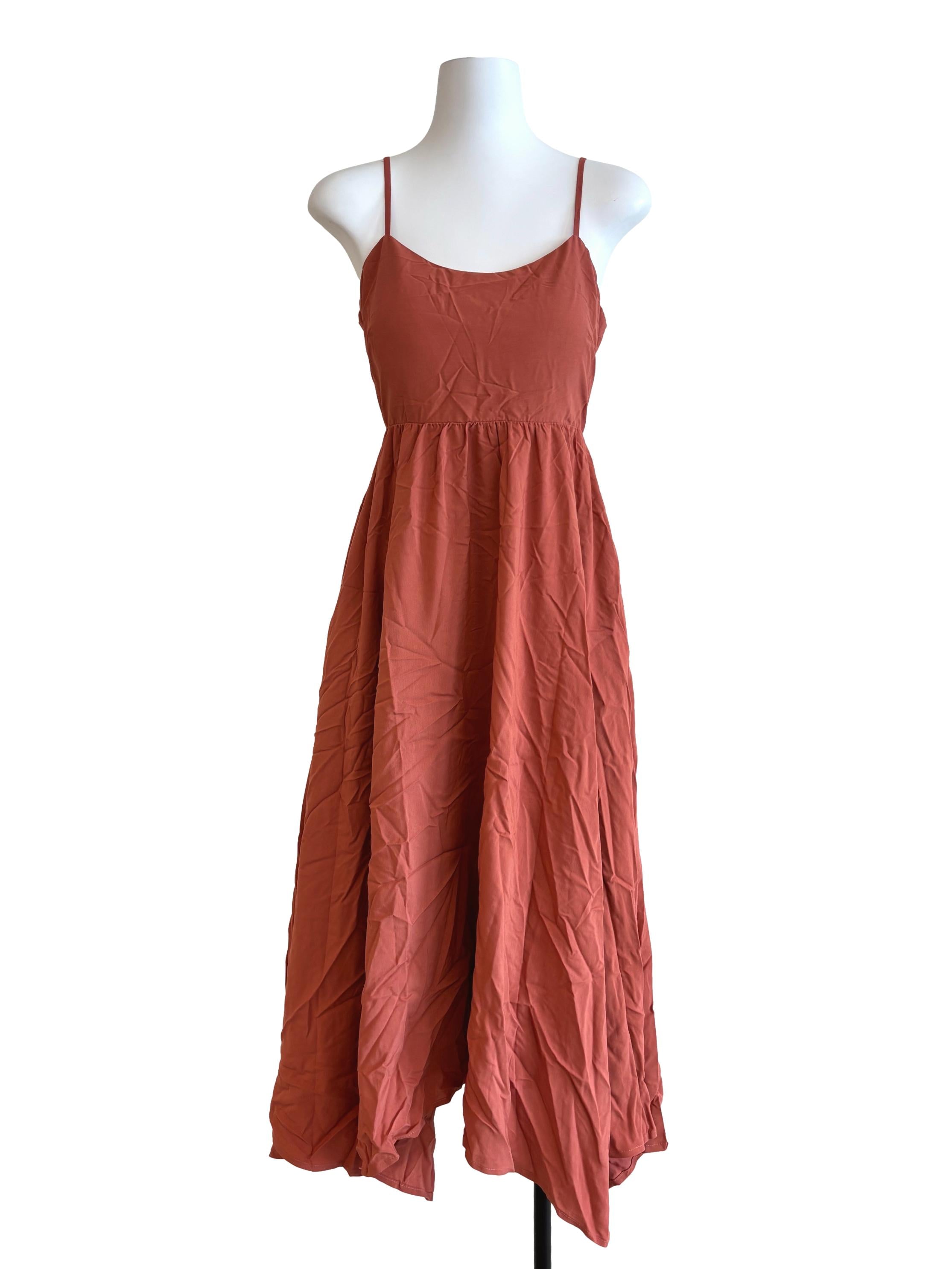 Brick Orange Cami Flare Dress