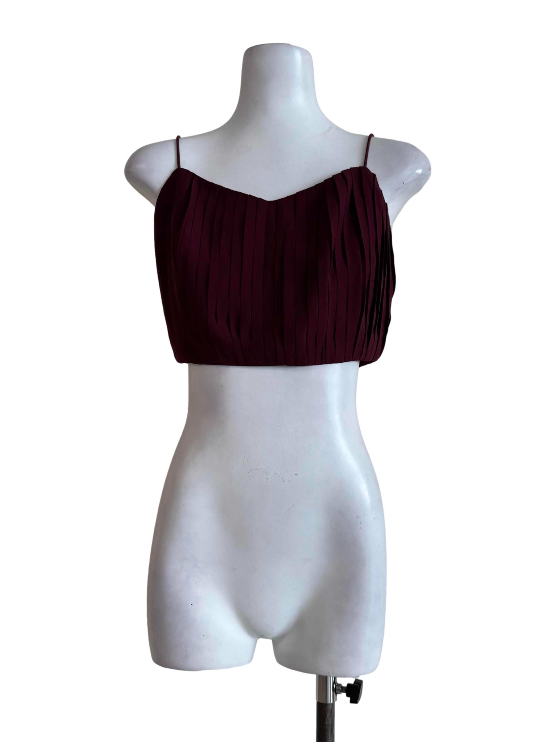 Maroon Pleated Bralet Top