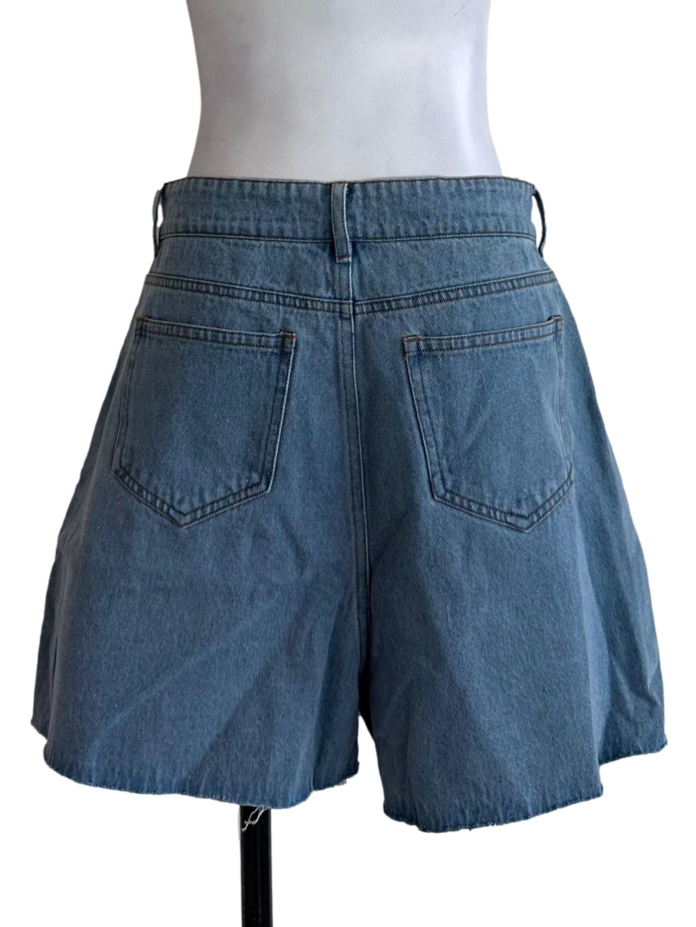 Light Blue Denim Wrap Shorts