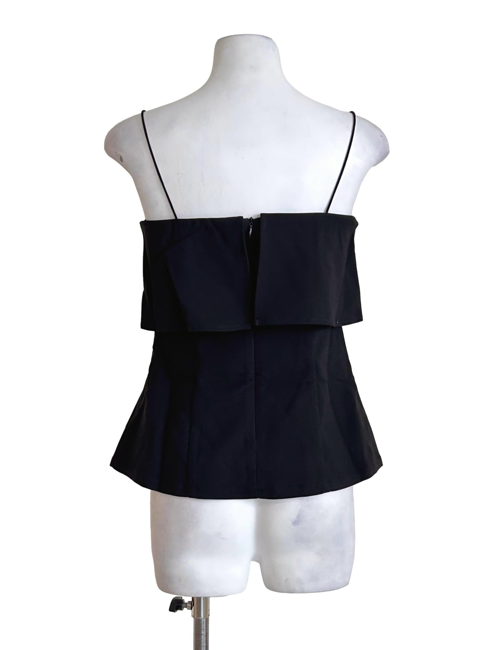 Black Layered Peplum Cami Top