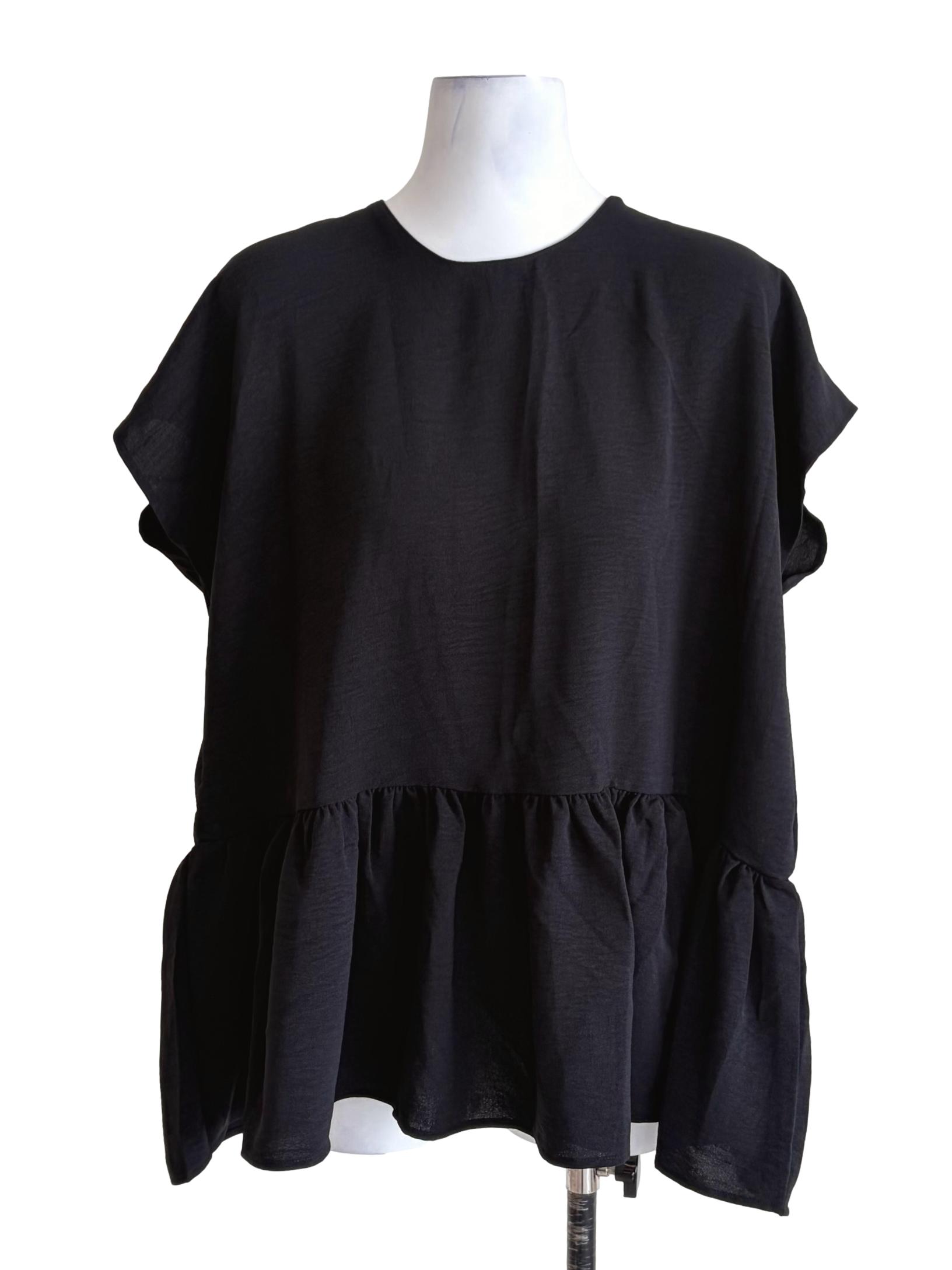 Black Ruffled Sleeveless Top