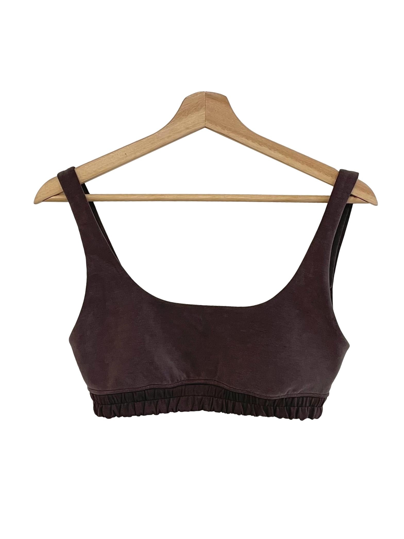 Ash Wood Brown Scoop Neck Sports Bra