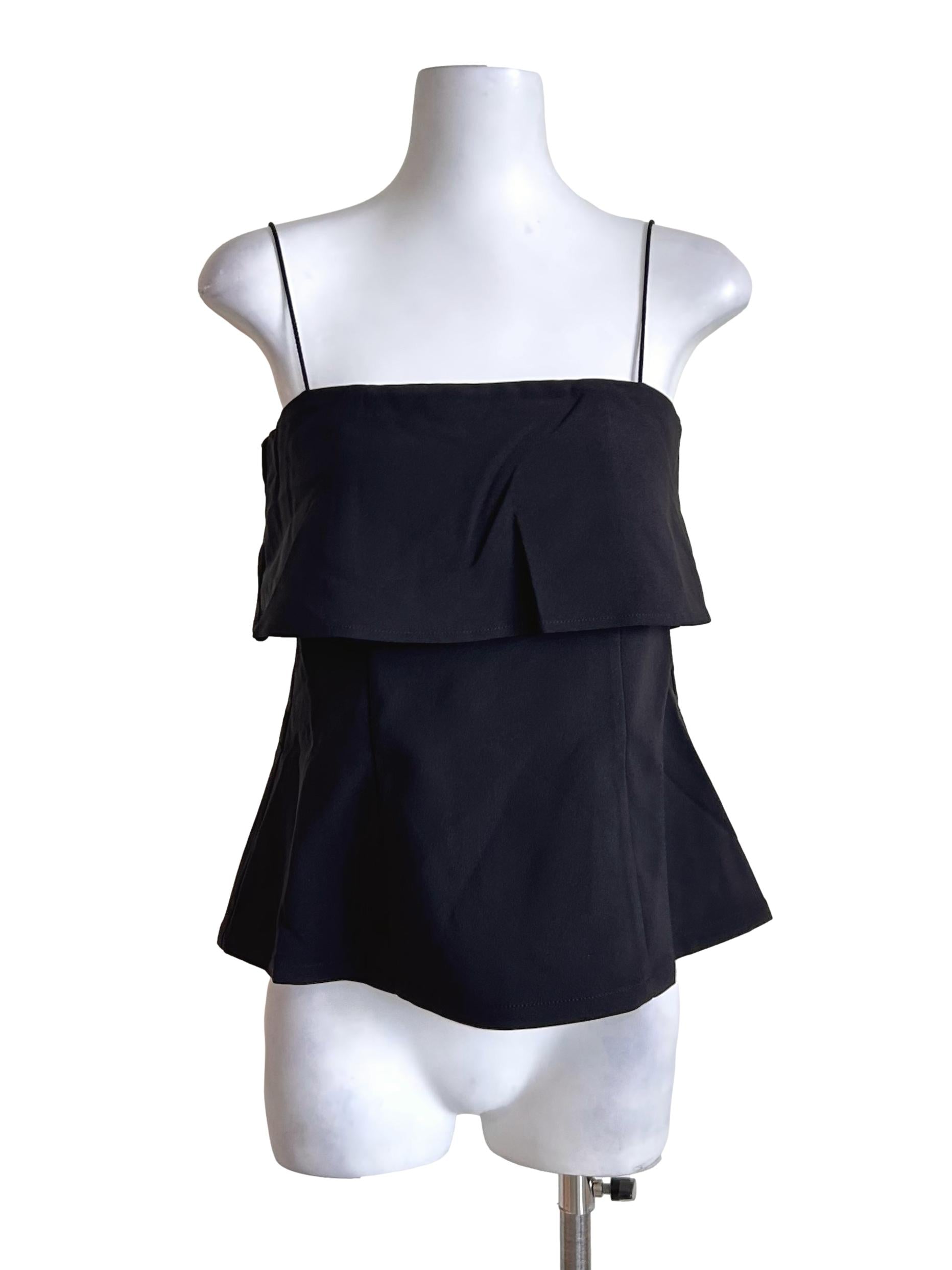 Black Layered Peplum Cami Top