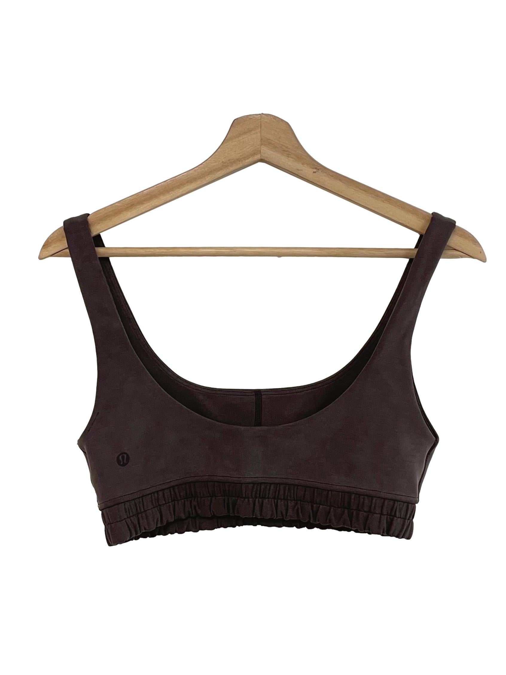 Ash Wood Brown Scoop Neck Sports Bra