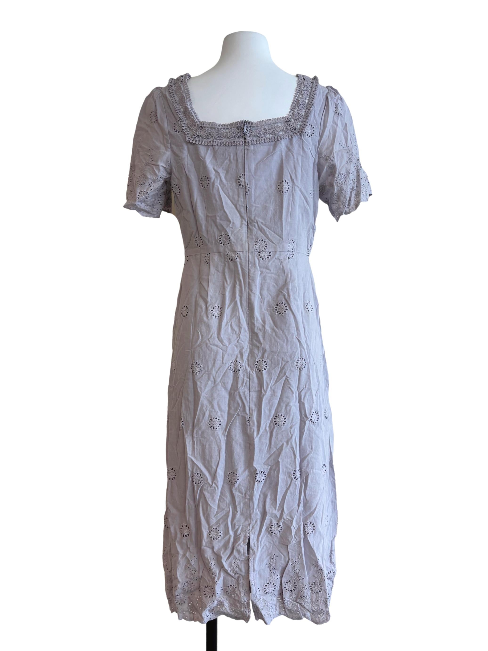 Dusty Lavender Cotton Embroidered Dress