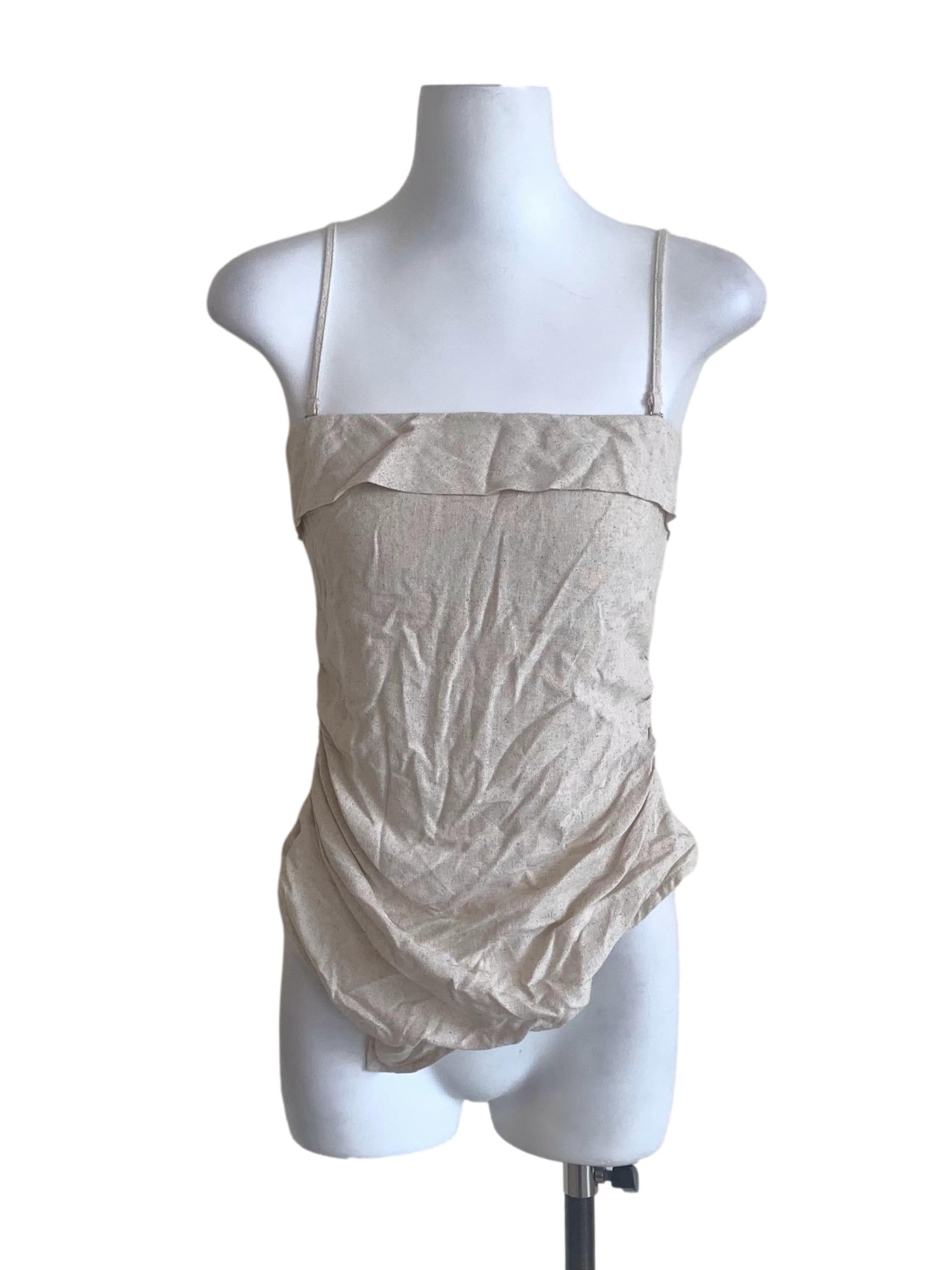 Eggnog Beige Spaghetti Asymmetrical Top