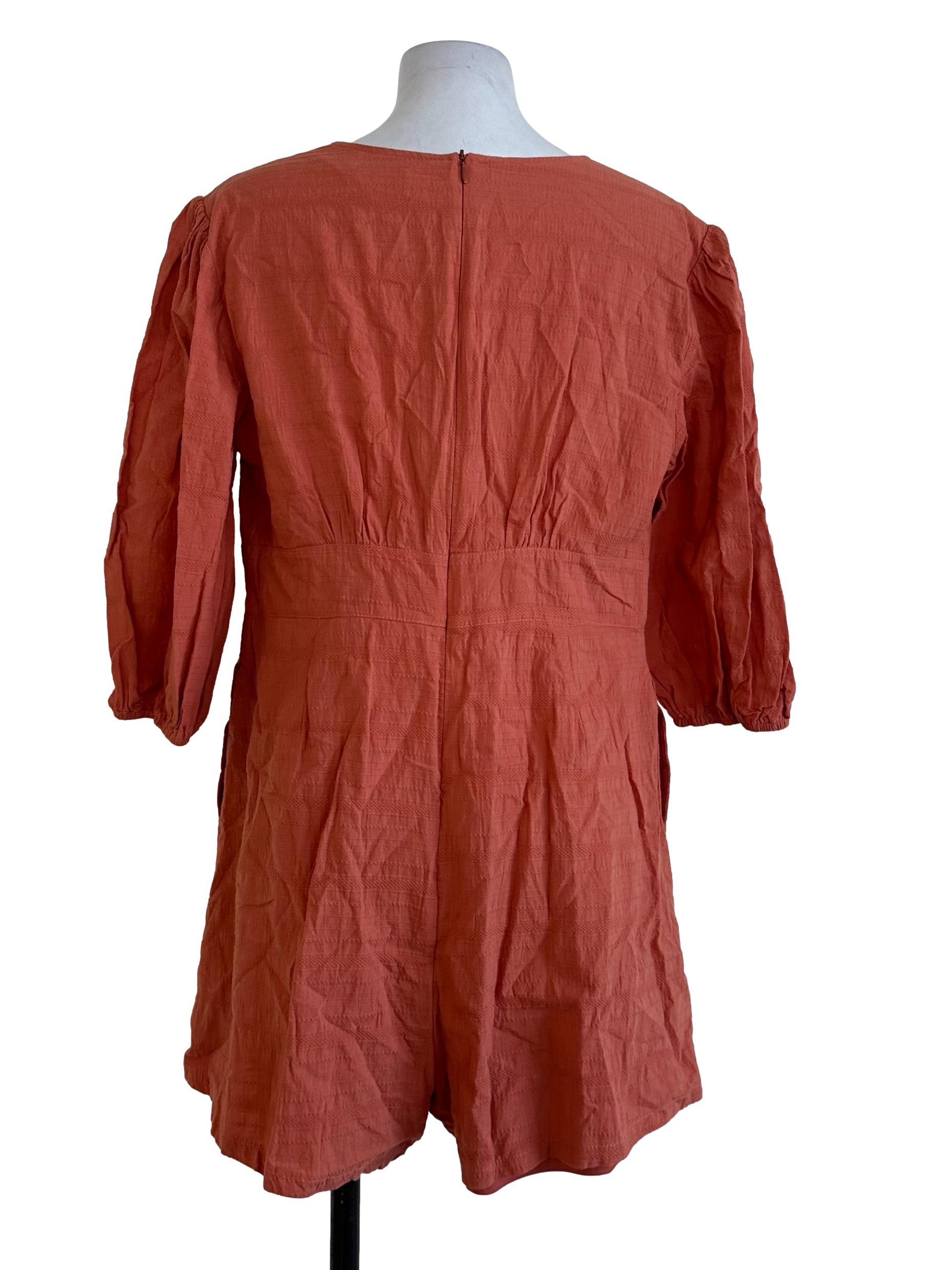 Brick Orange Textured Rompers