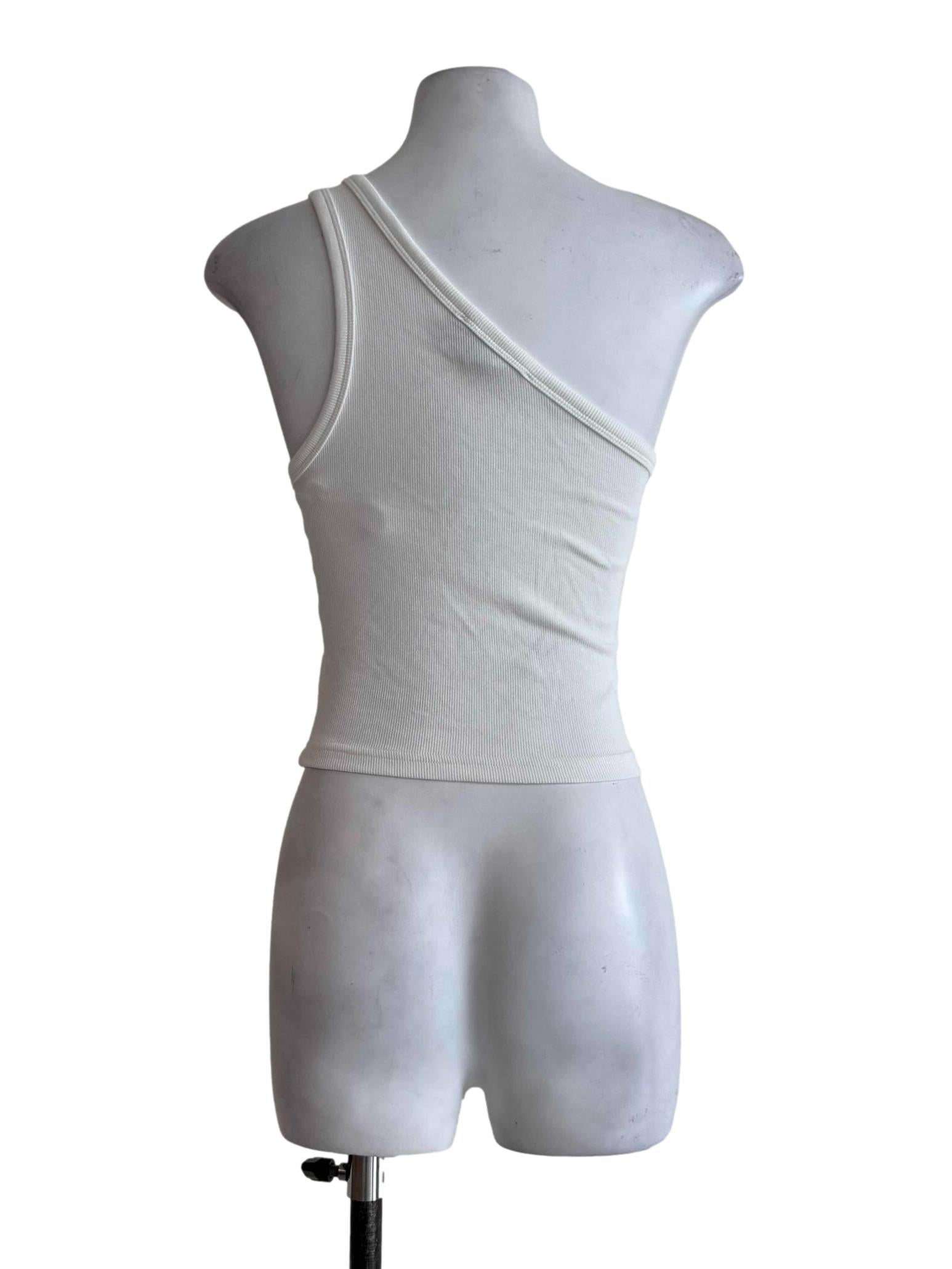Textured White One Shoulder Top