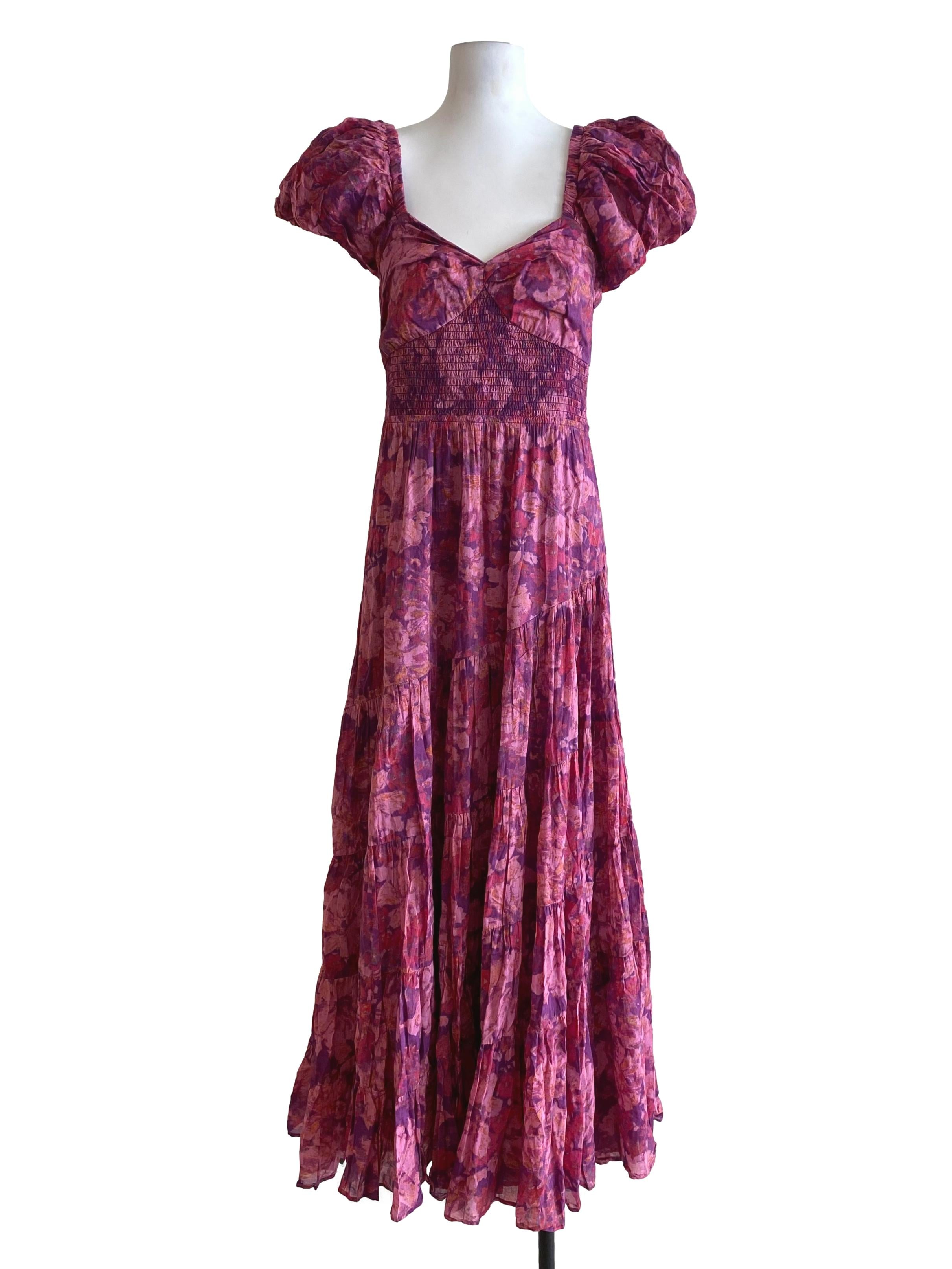 Magenta Pink Multicolor Floral Pattern Dress