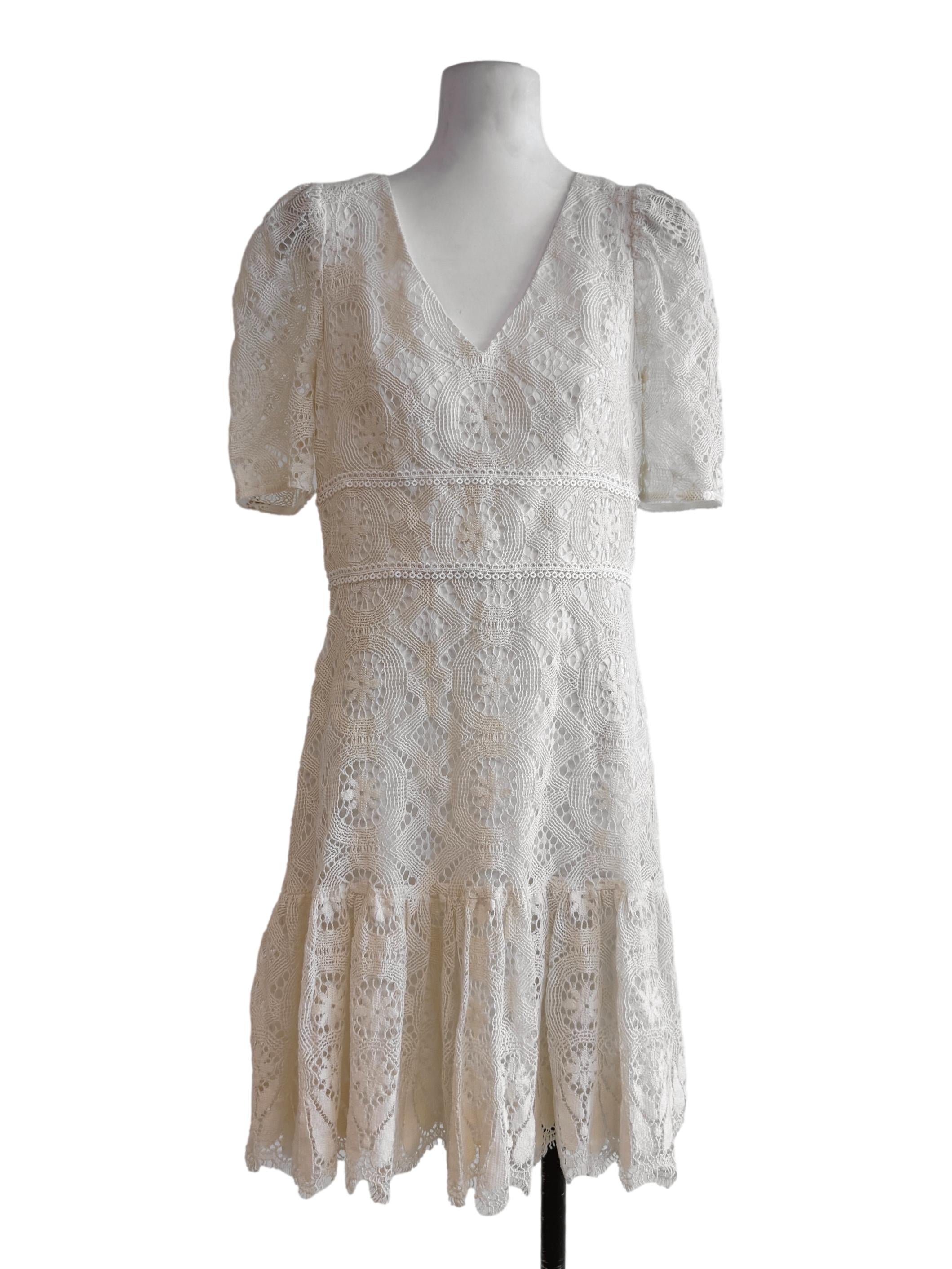 White Embroidery V-Neck Slip Dress