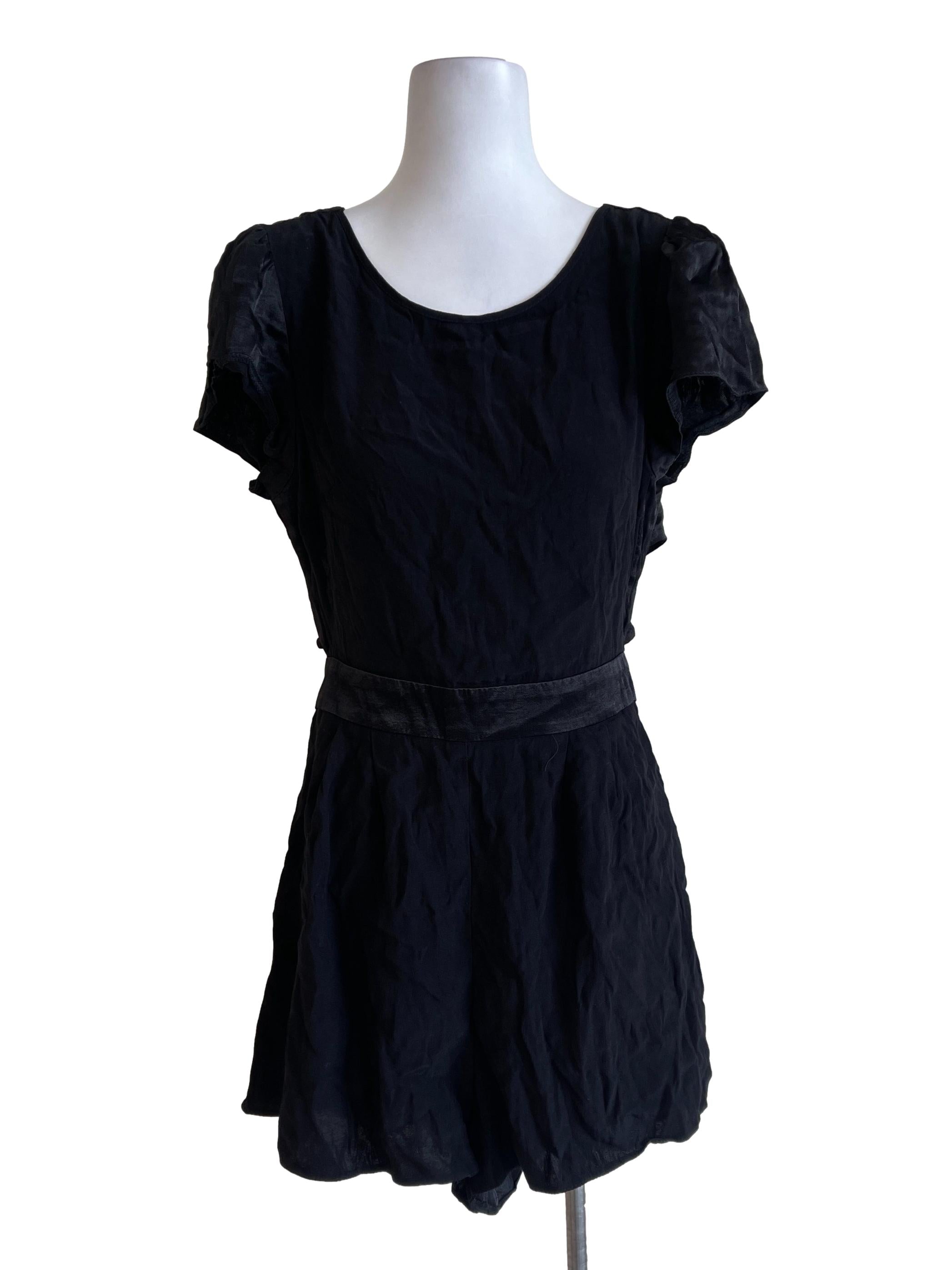 Black Circular Cap Short Jumpsuit