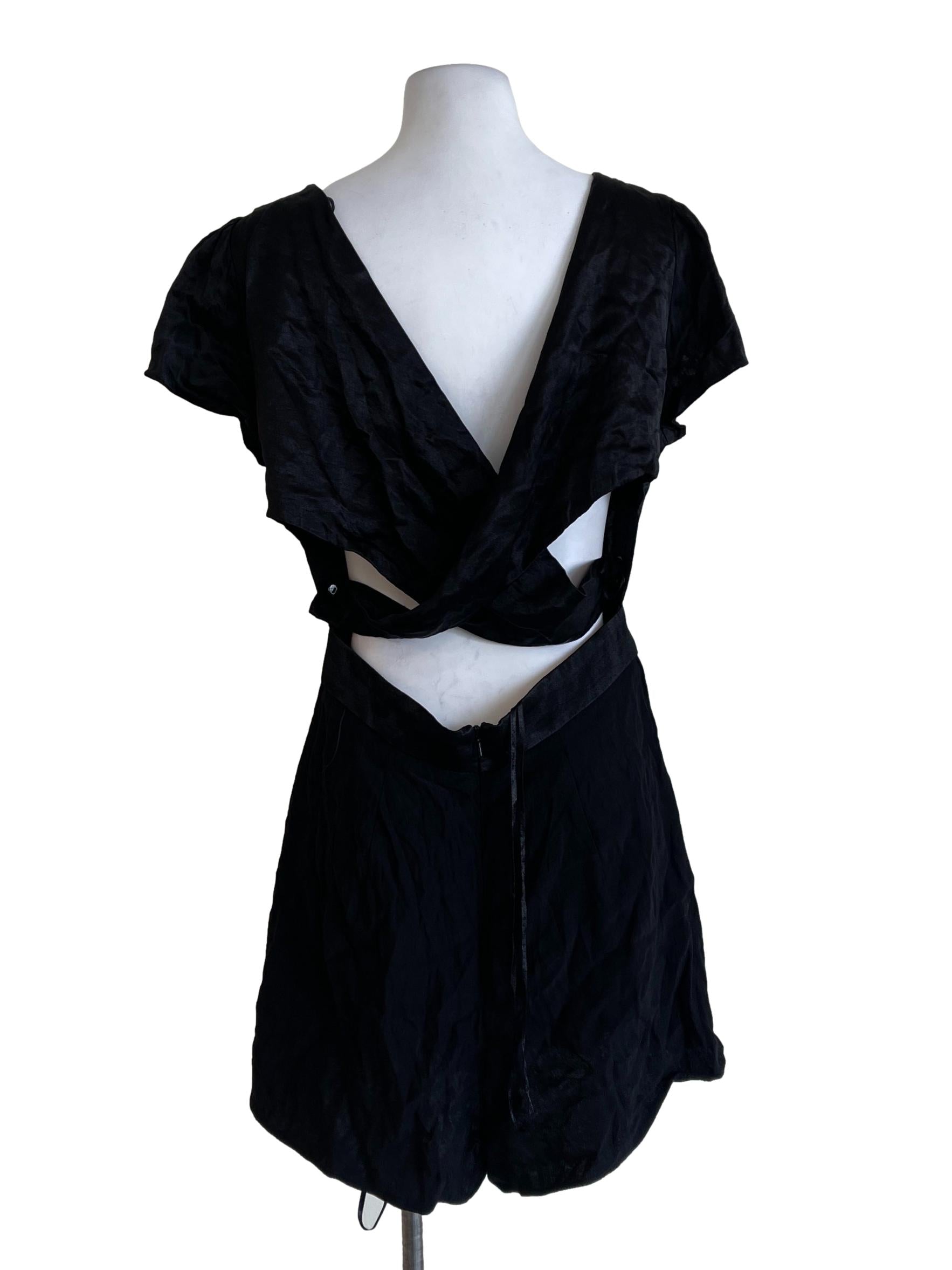 Black Circular Cap Short Jumpsuit