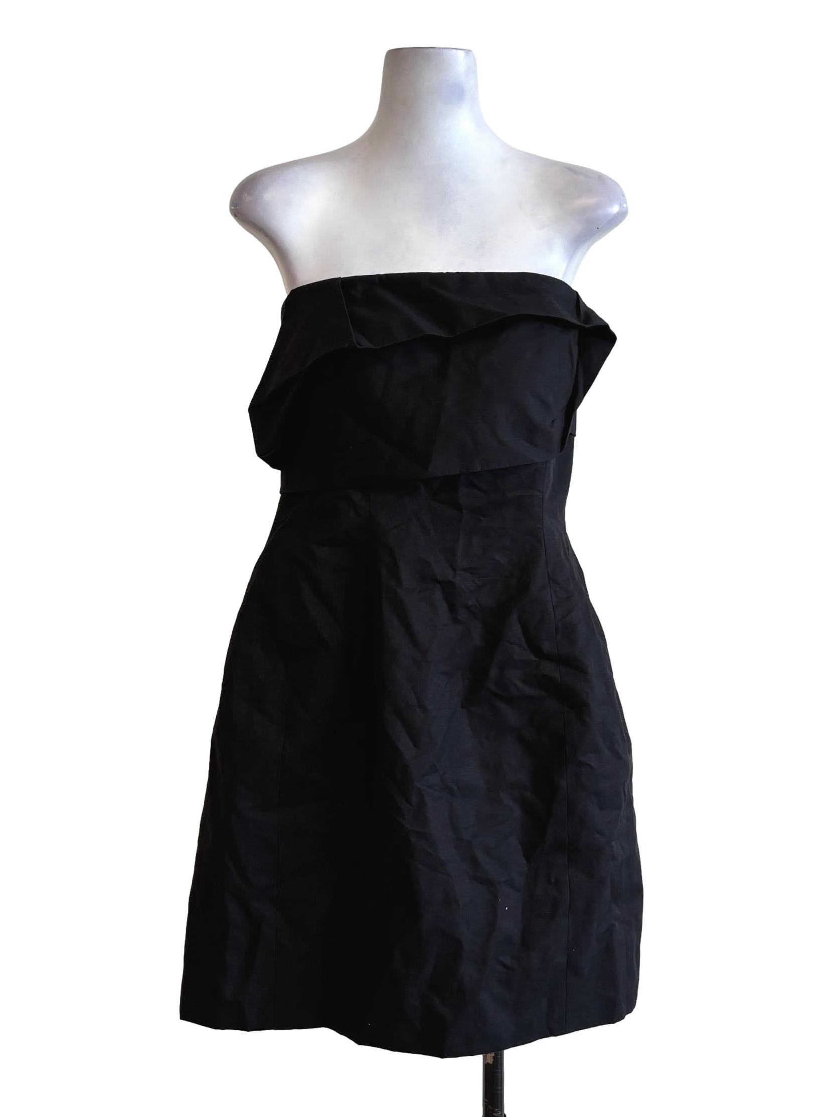 Black Strapless Cotton Dress