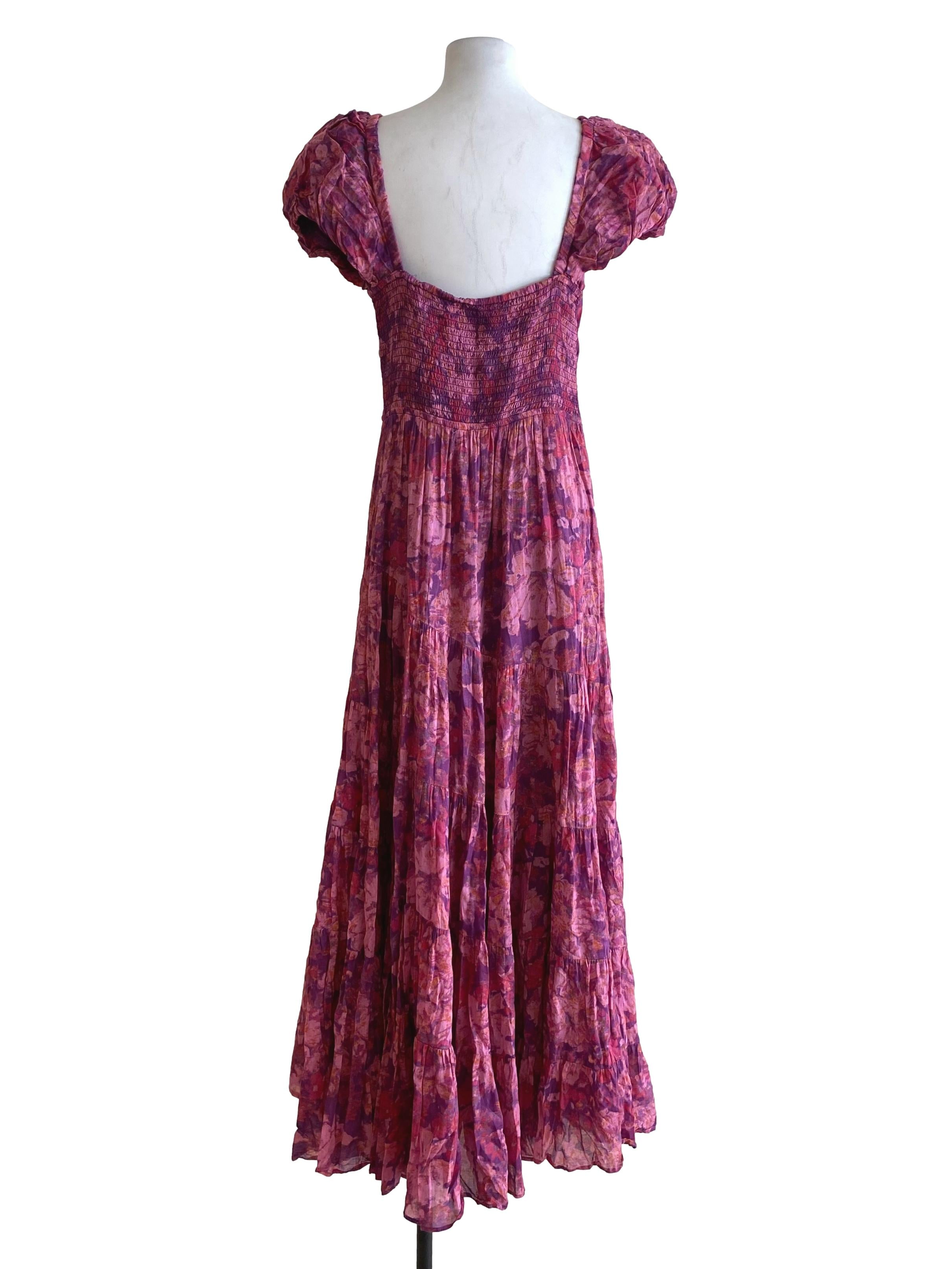 Magenta Pink Multicolor Floral Pattern Dress