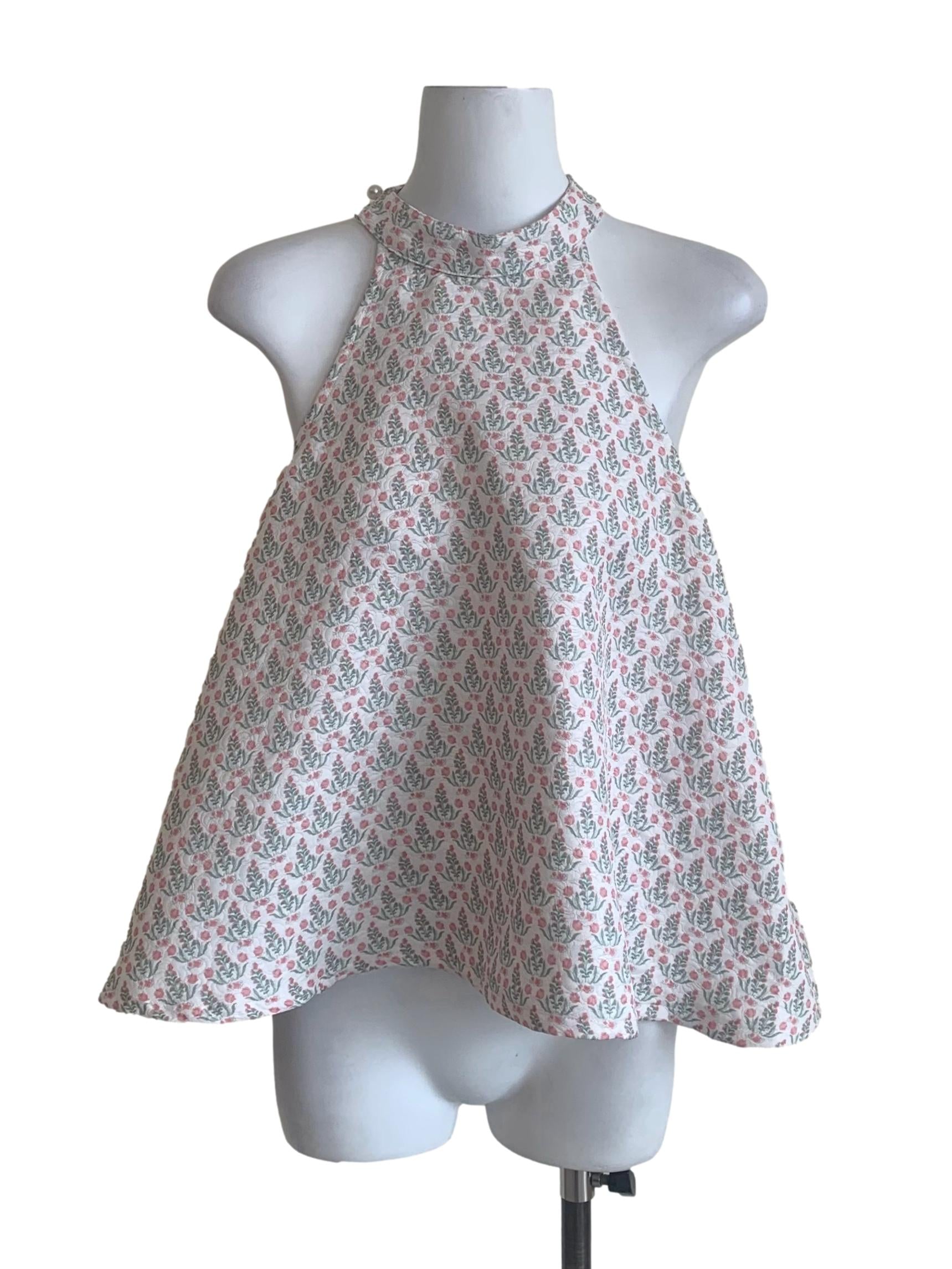 Coconut White Pattern Halter Top