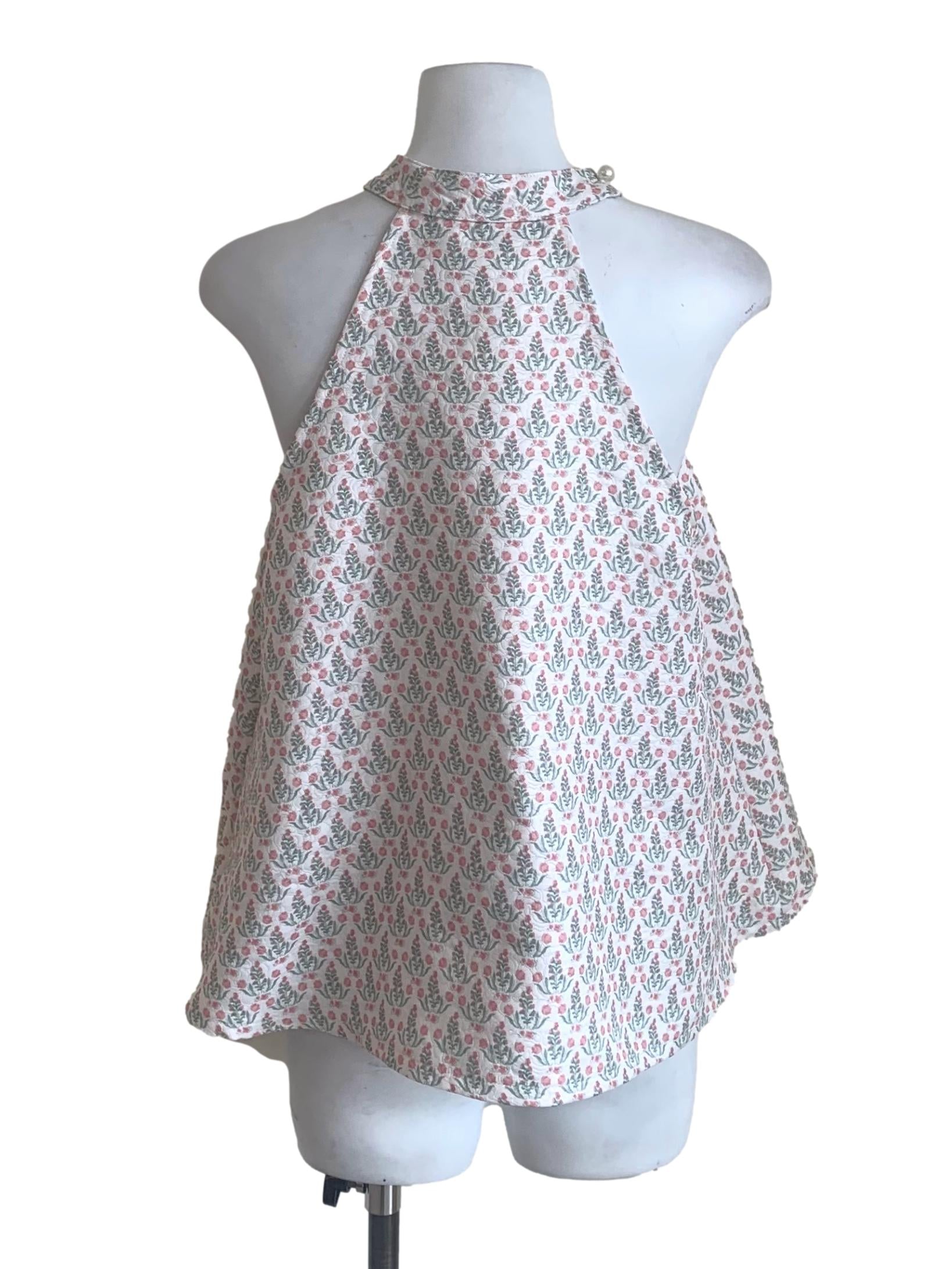 Coconut White Pattern Halter Top