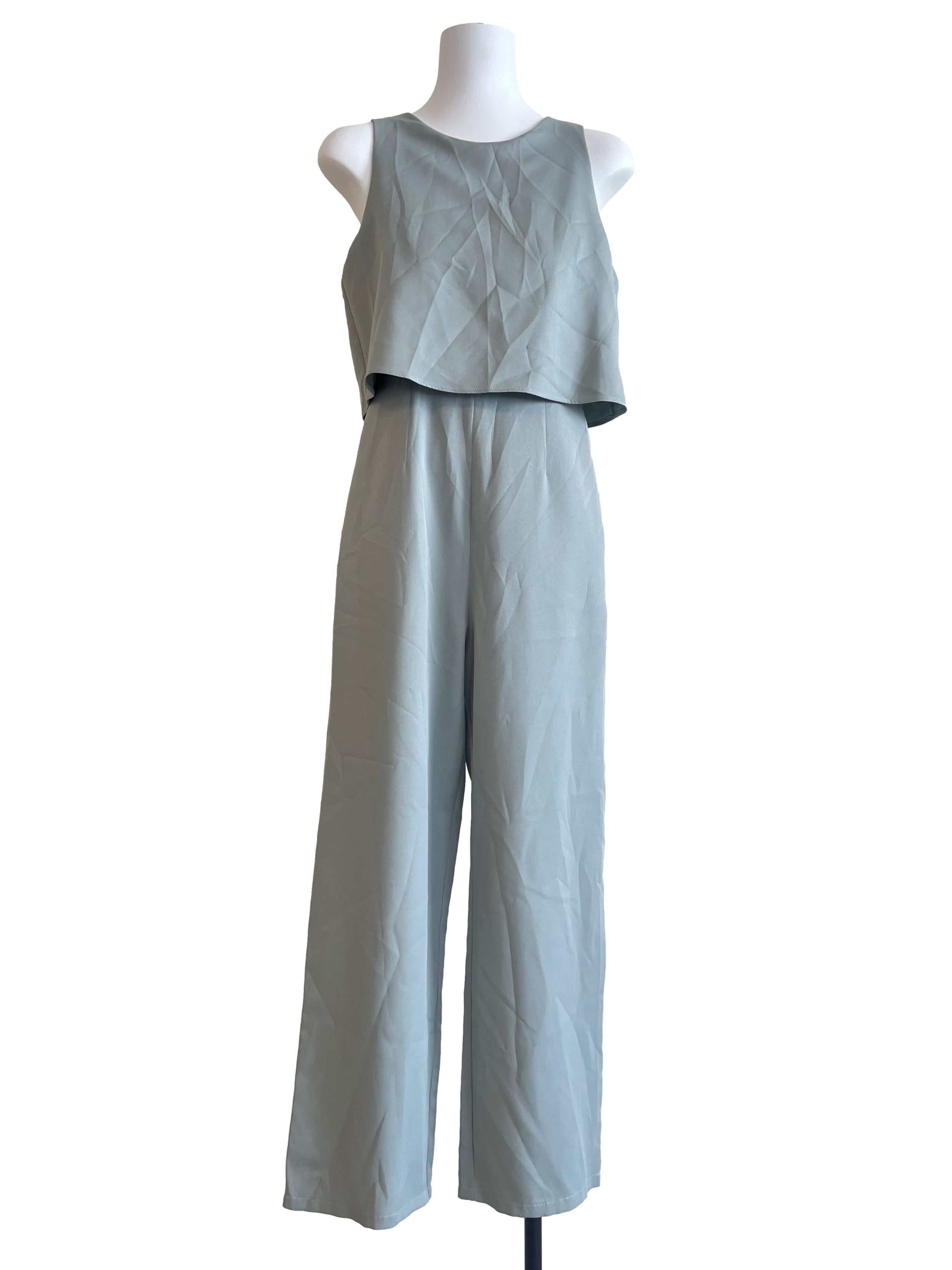 Mint Green Overlay Sleeveless Jumpsuit