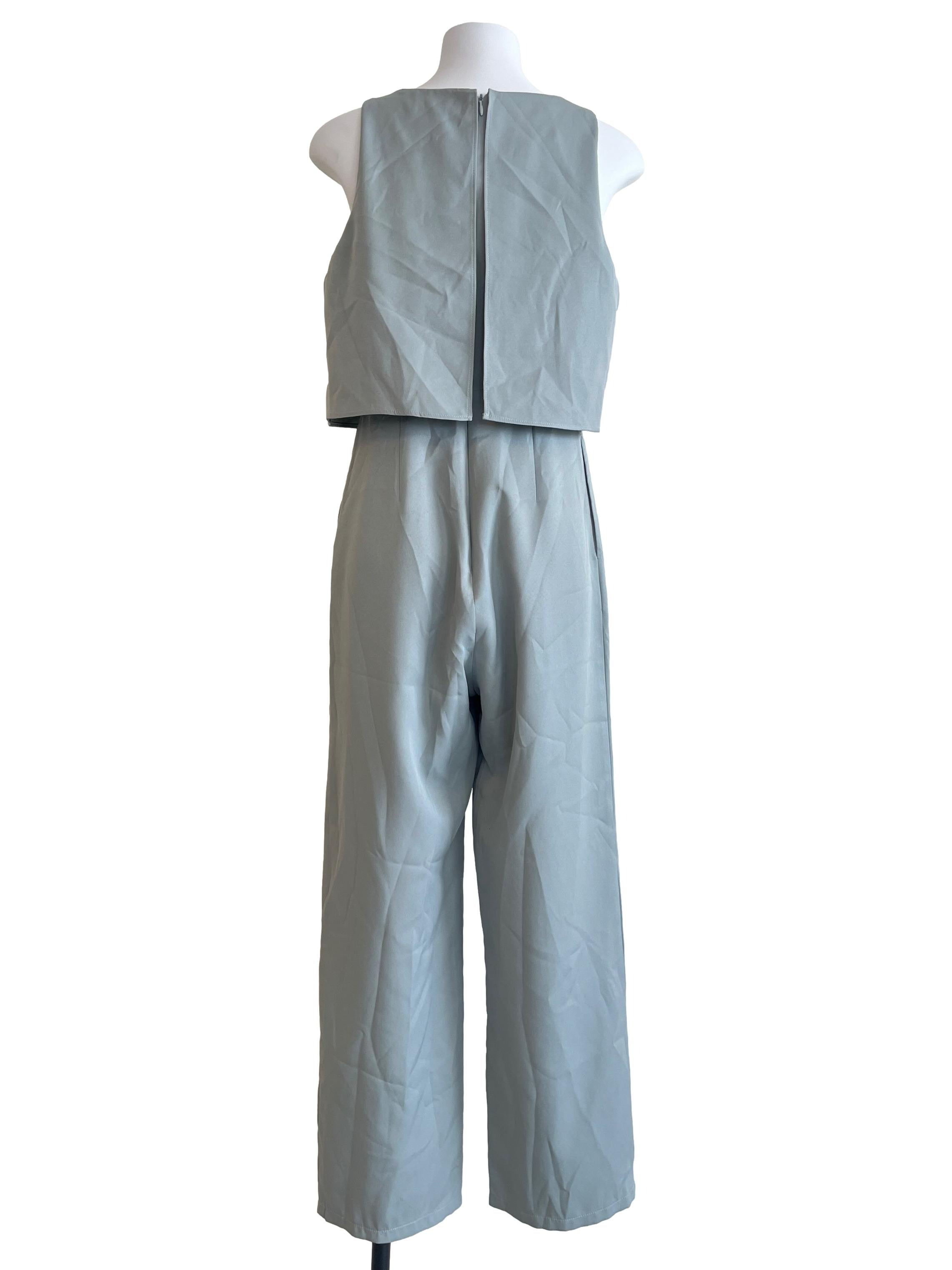 Mint Green Overlay Sleeveless Jumpsuit