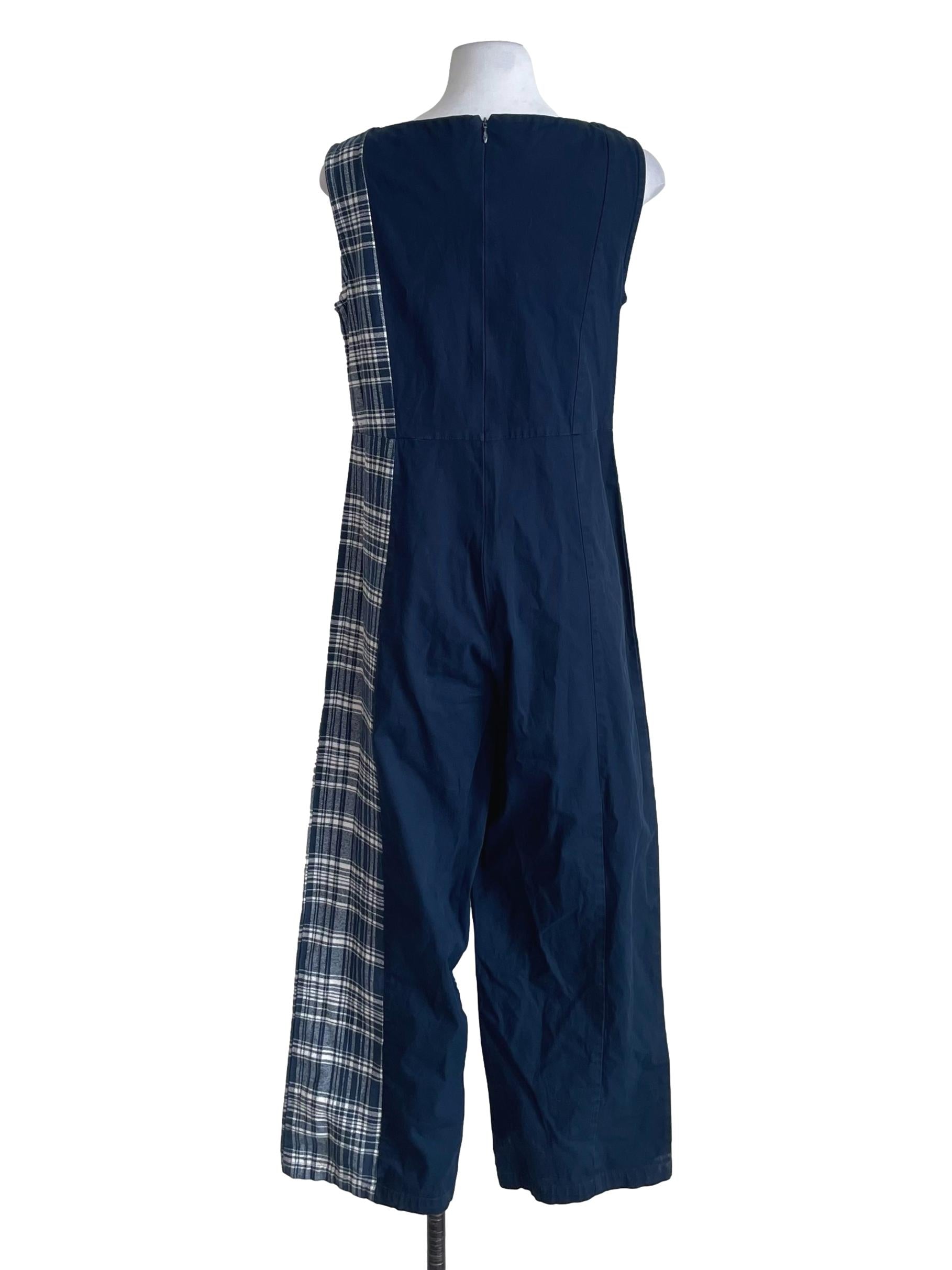 Denim Blue Tartan Wendy Wrap Jumpsuit