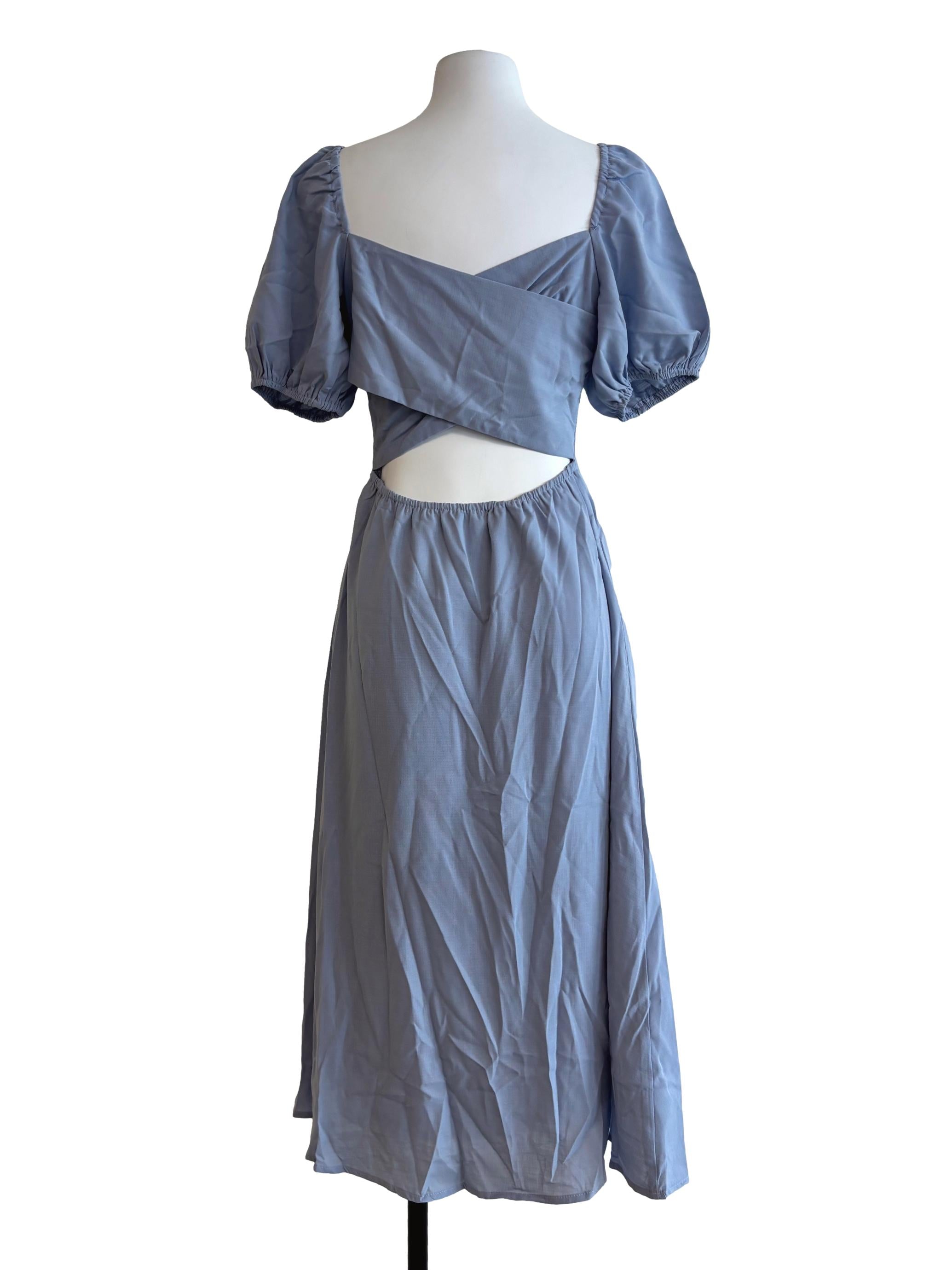 Sky Blue Princess Cut Midi Dress