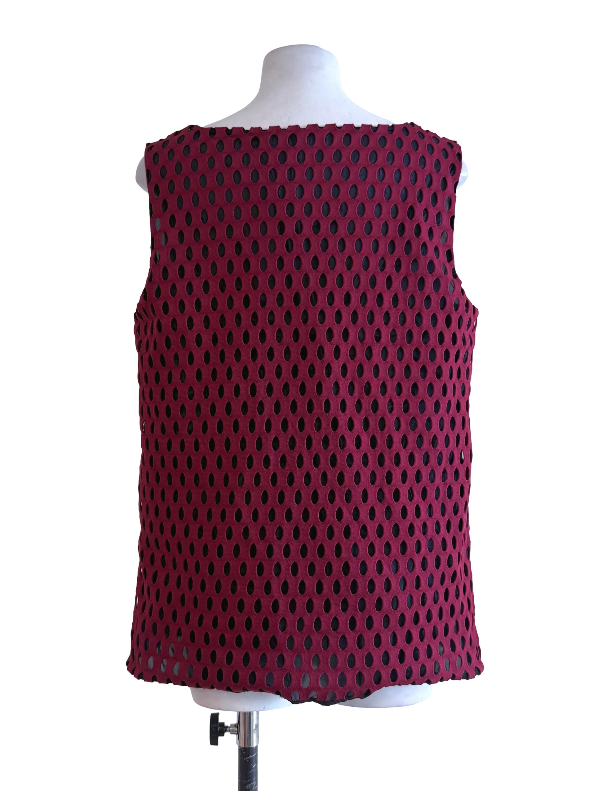 Maroon Black Textured Box Tops