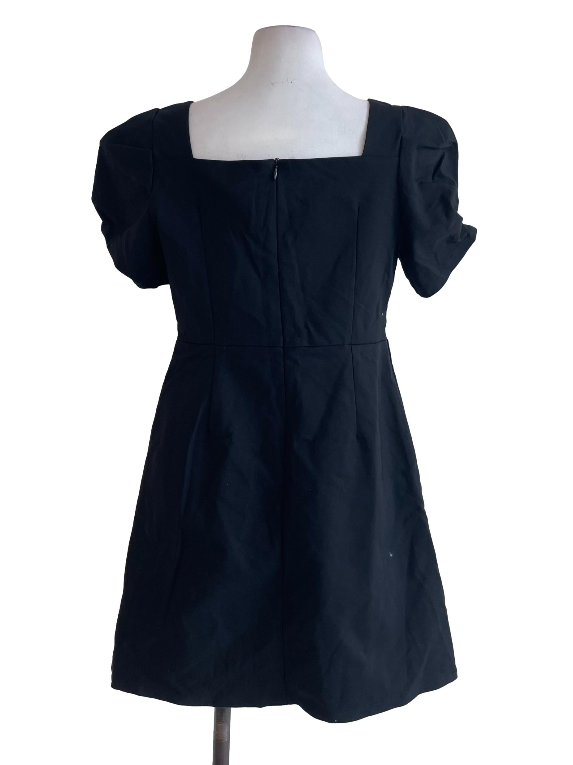 Black Pleated Bust Dress