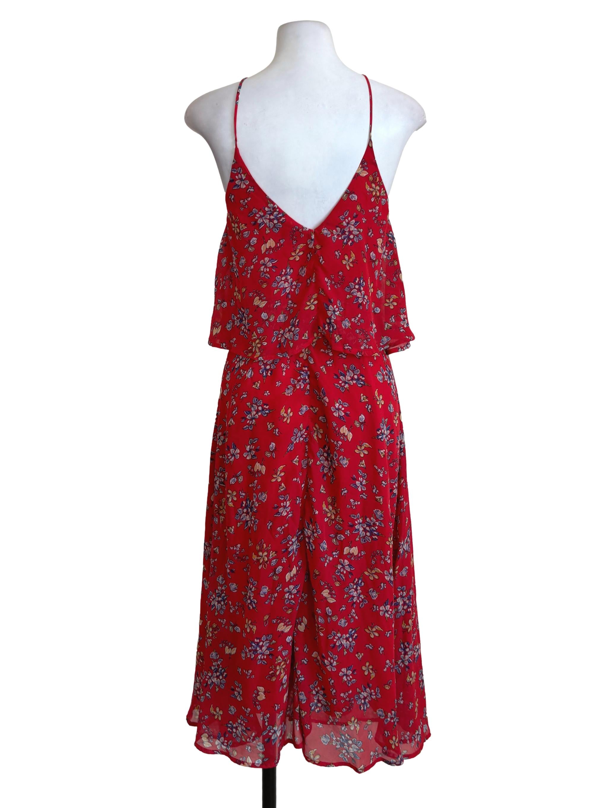 Red Floral Layered Halter Dress