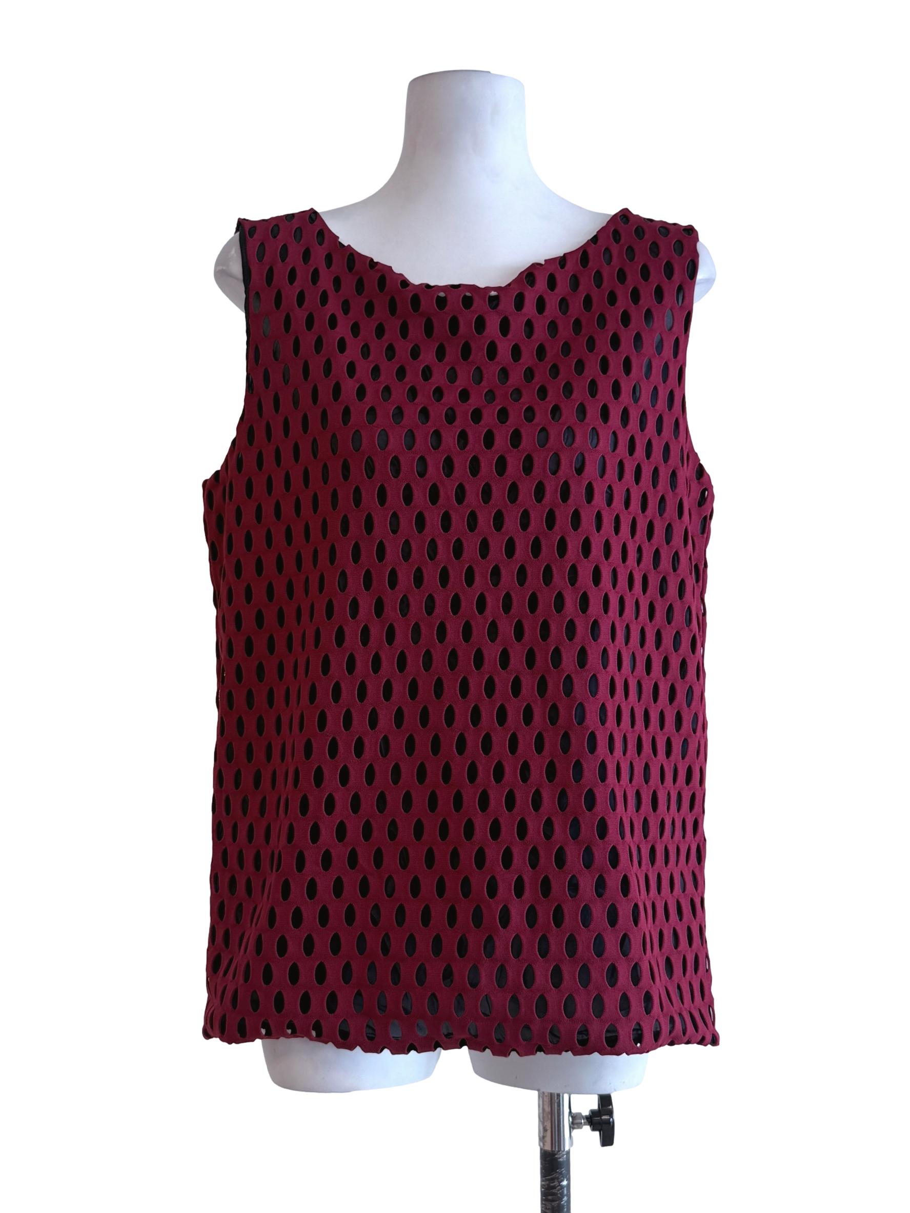 Maroon Black Textured Box Tops