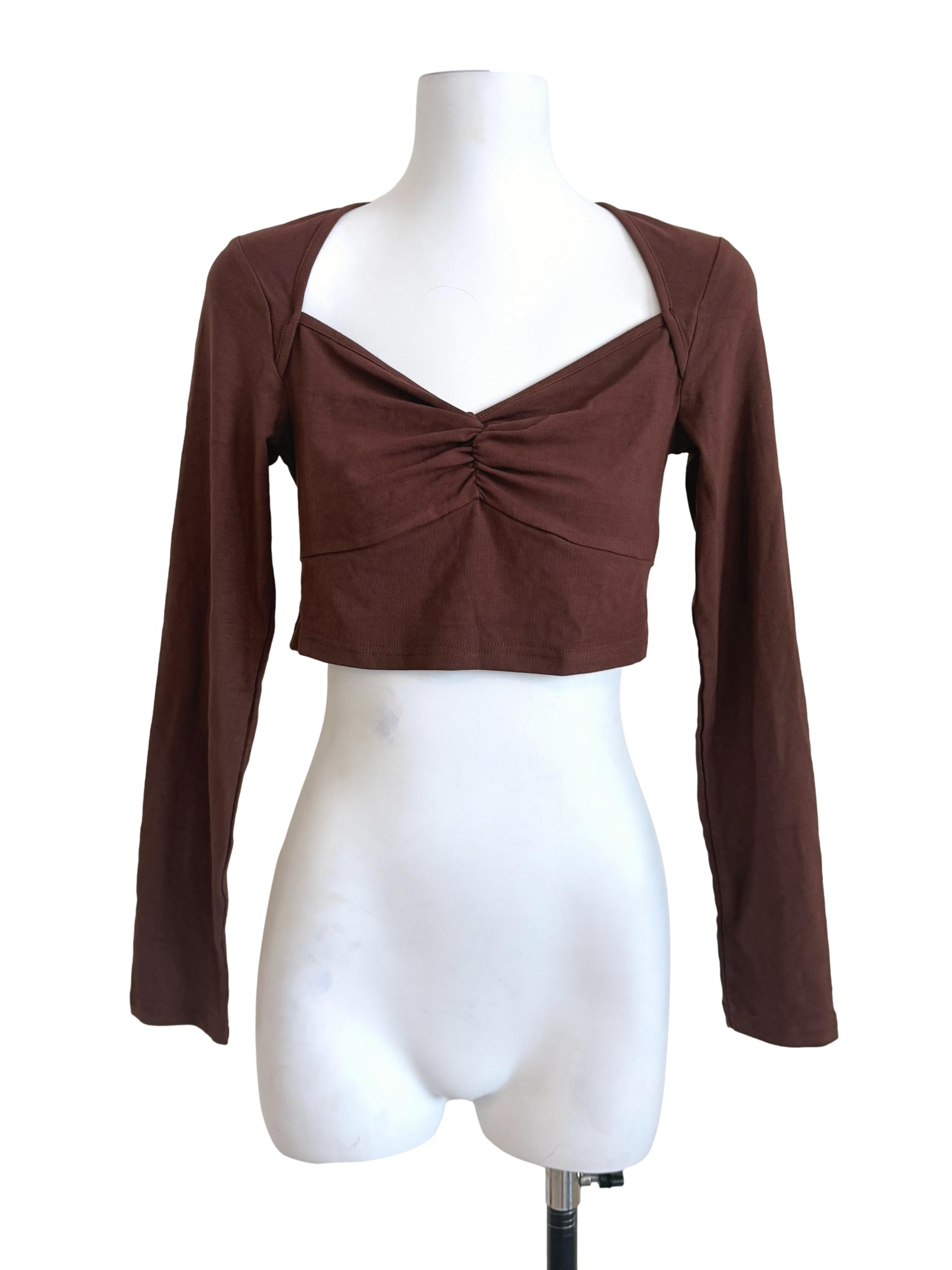 Cinnamon Brown Long Sleeves Top