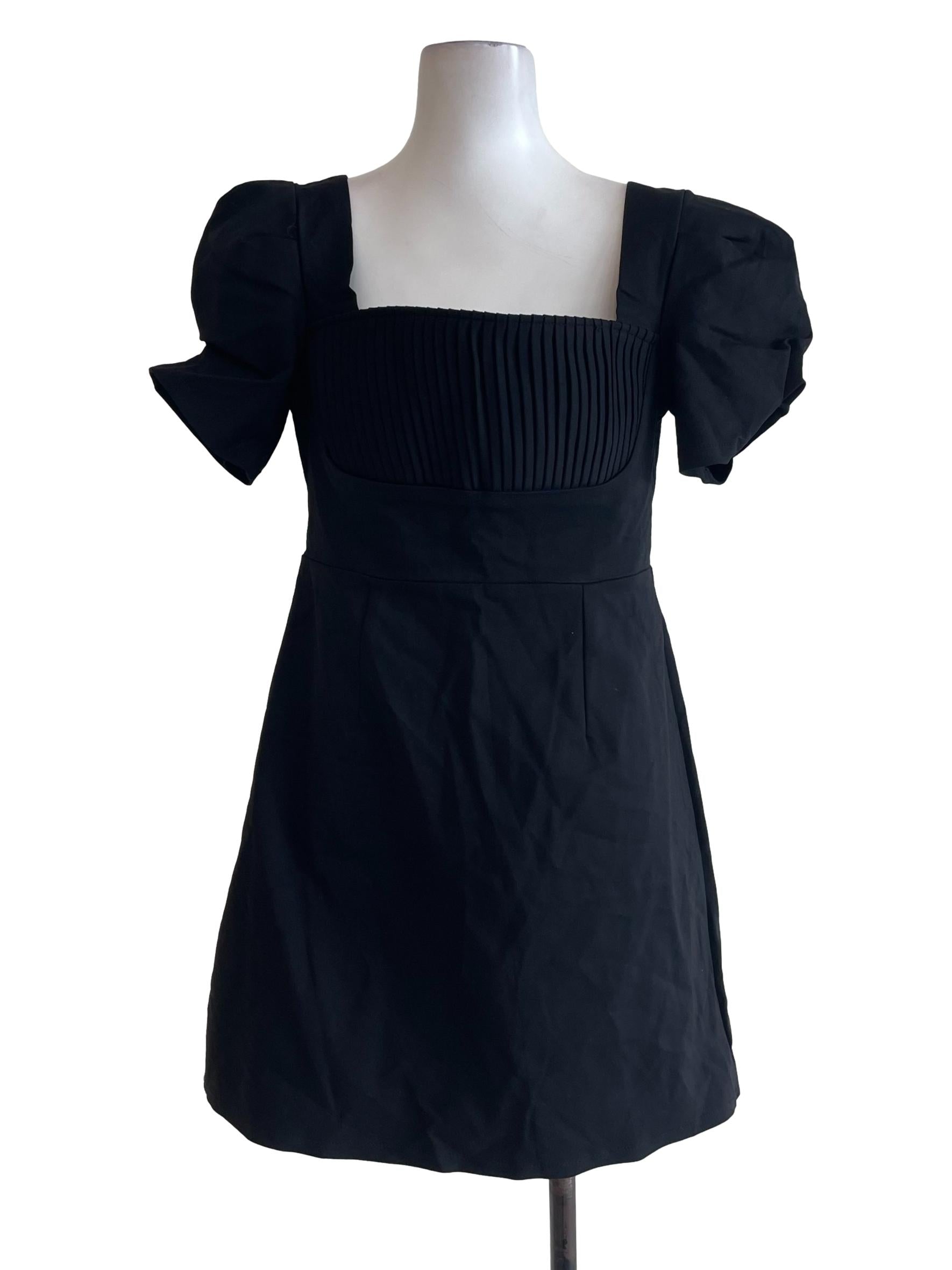 Black Pleated Bust Dress