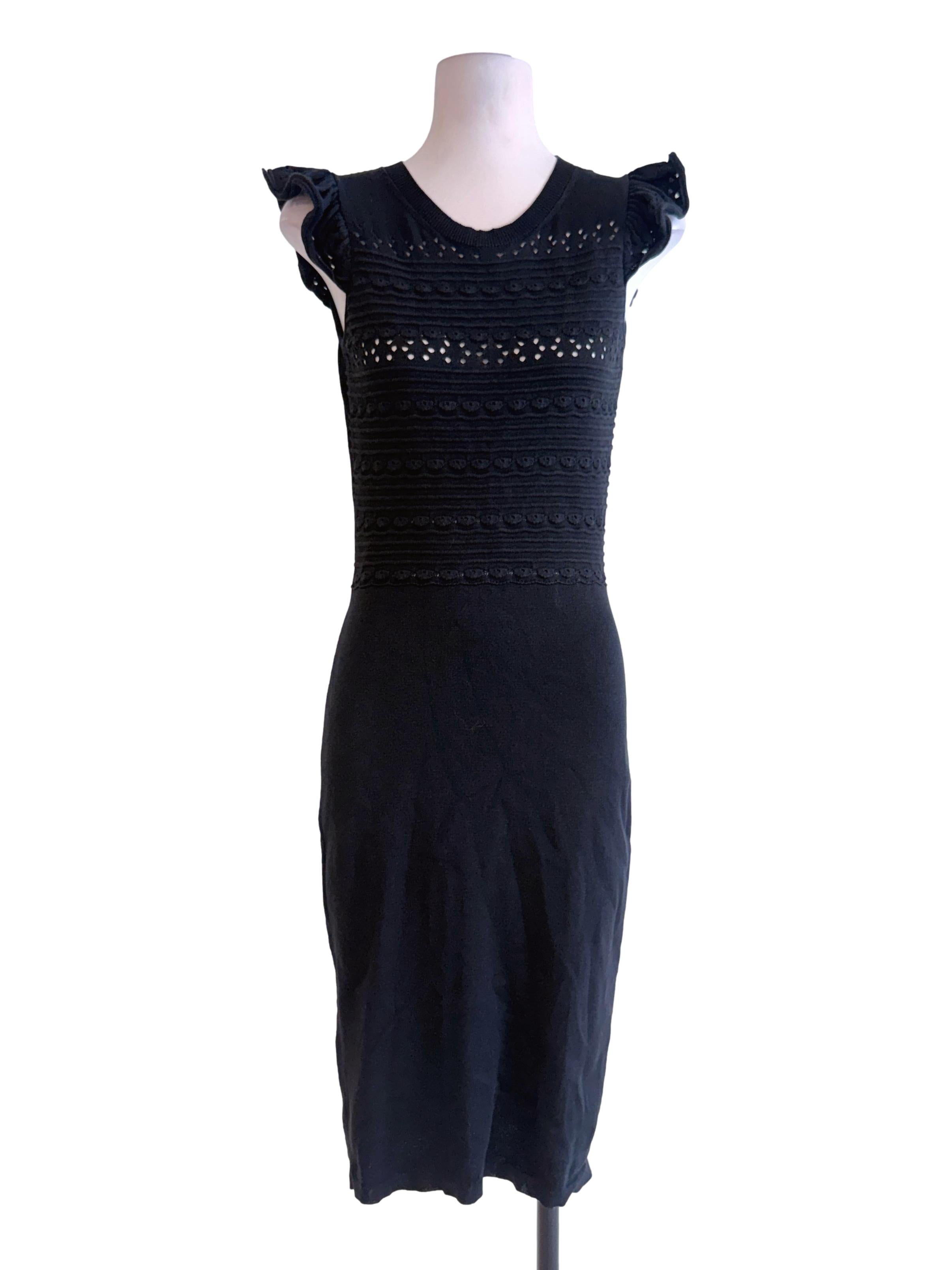 Black Stretchable Textured Pencil Dress