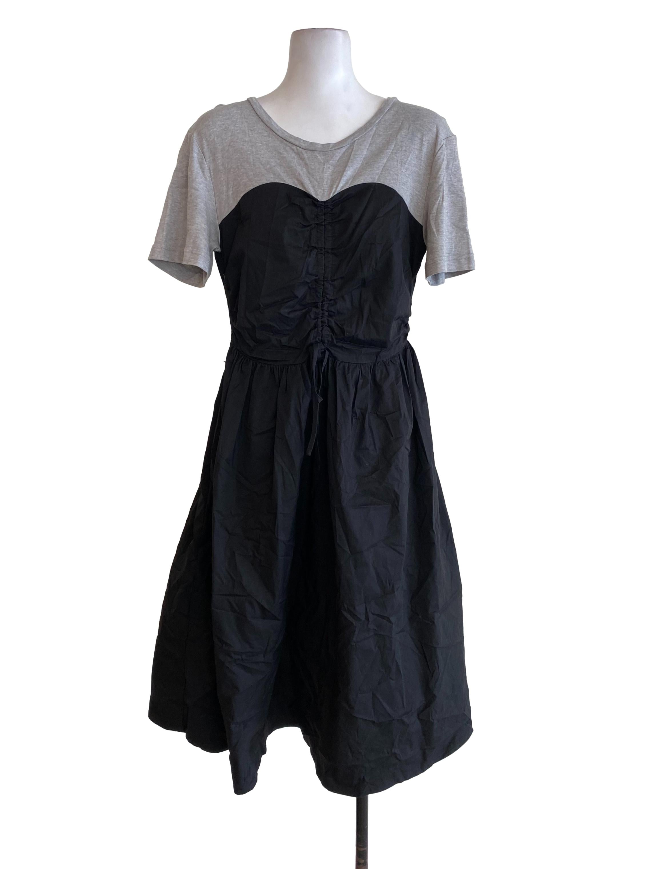 Grey Top Black Blouson Dress