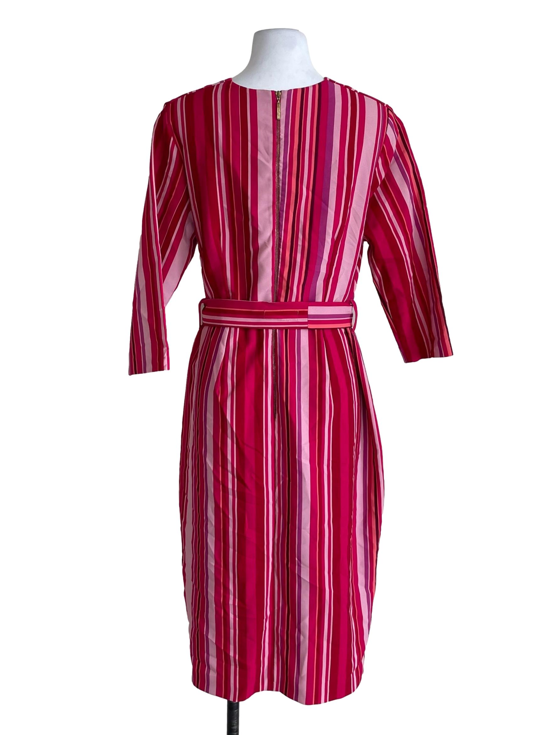 Pink Contrast Stripes Wendy Wrap Dress