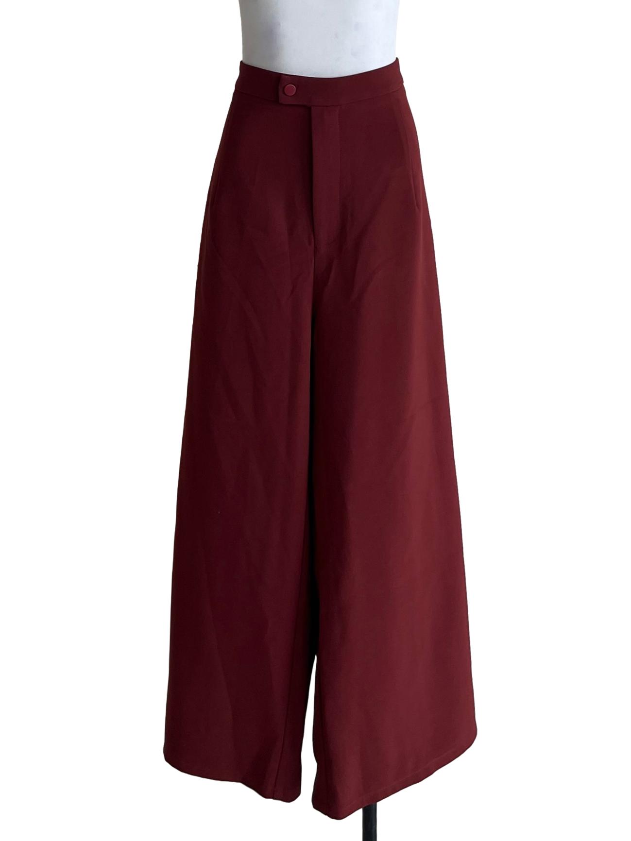 Brick Red Plain Formal Pants