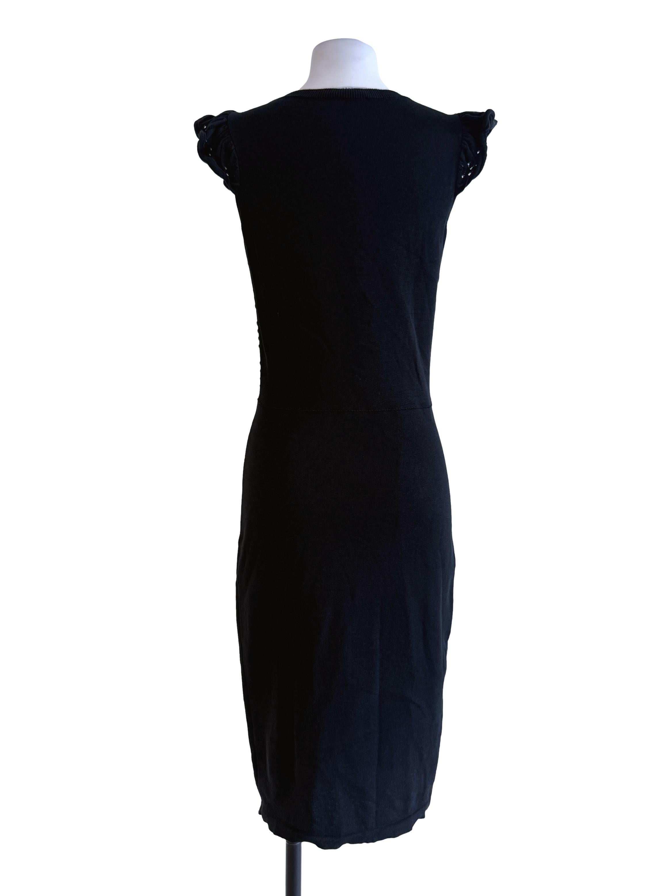 Black Stretchable Textured Pencil Dress