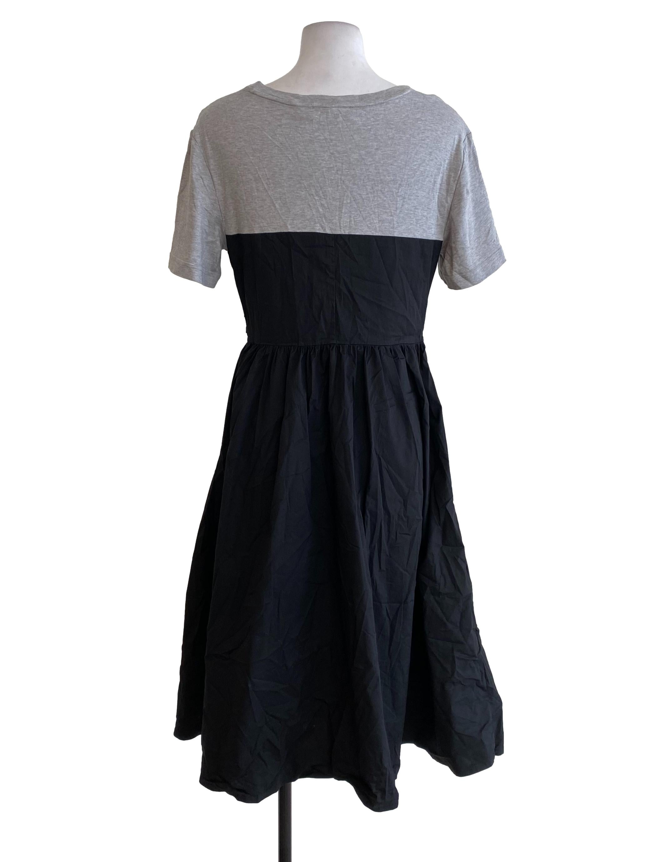 Grey Top Black Blouson Dress