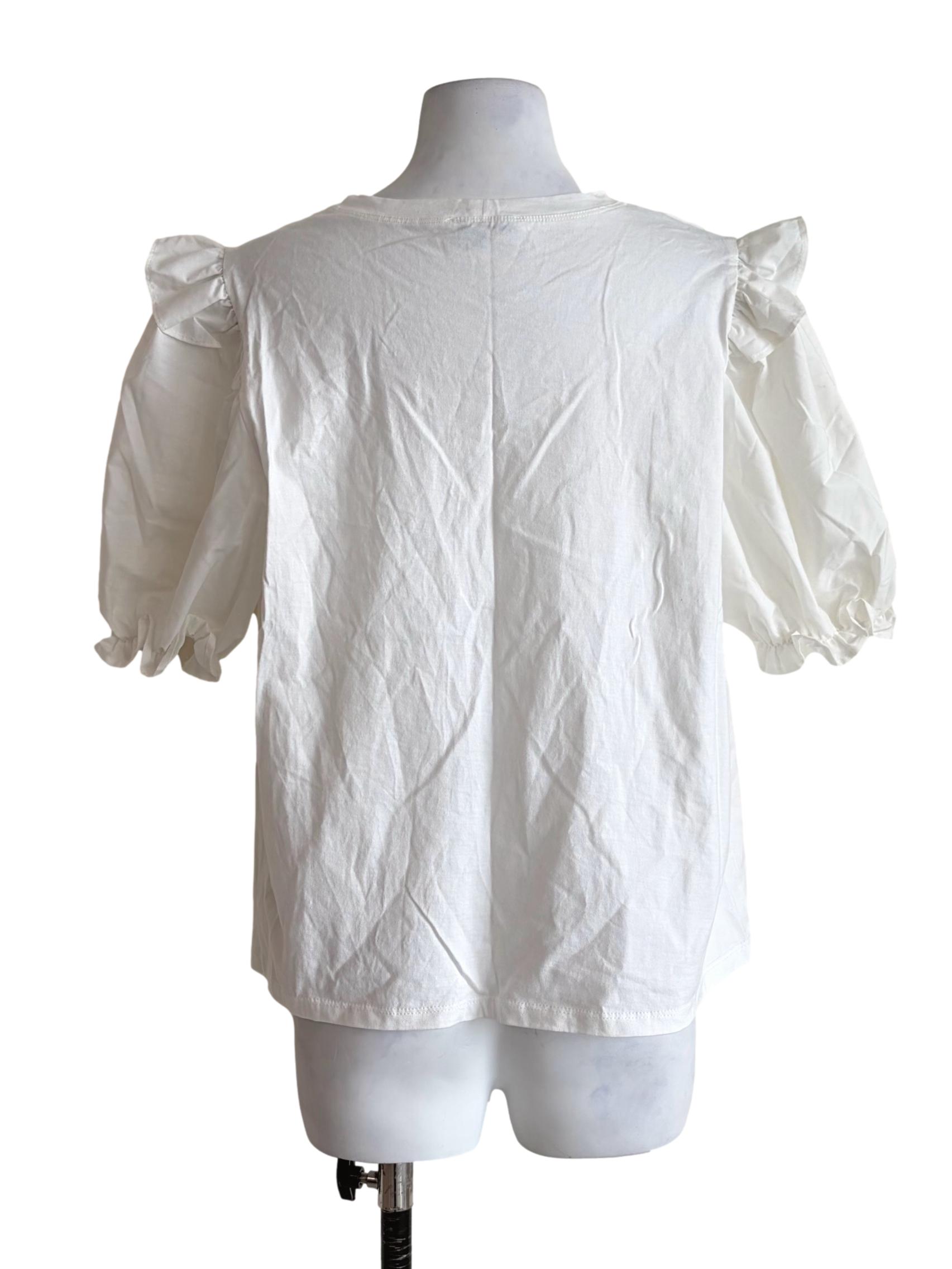 White Puff-Sleeve Top